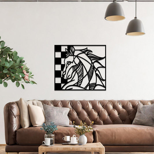 Metal Chess Knight Wall Art: Unique Design for Game Room Decor