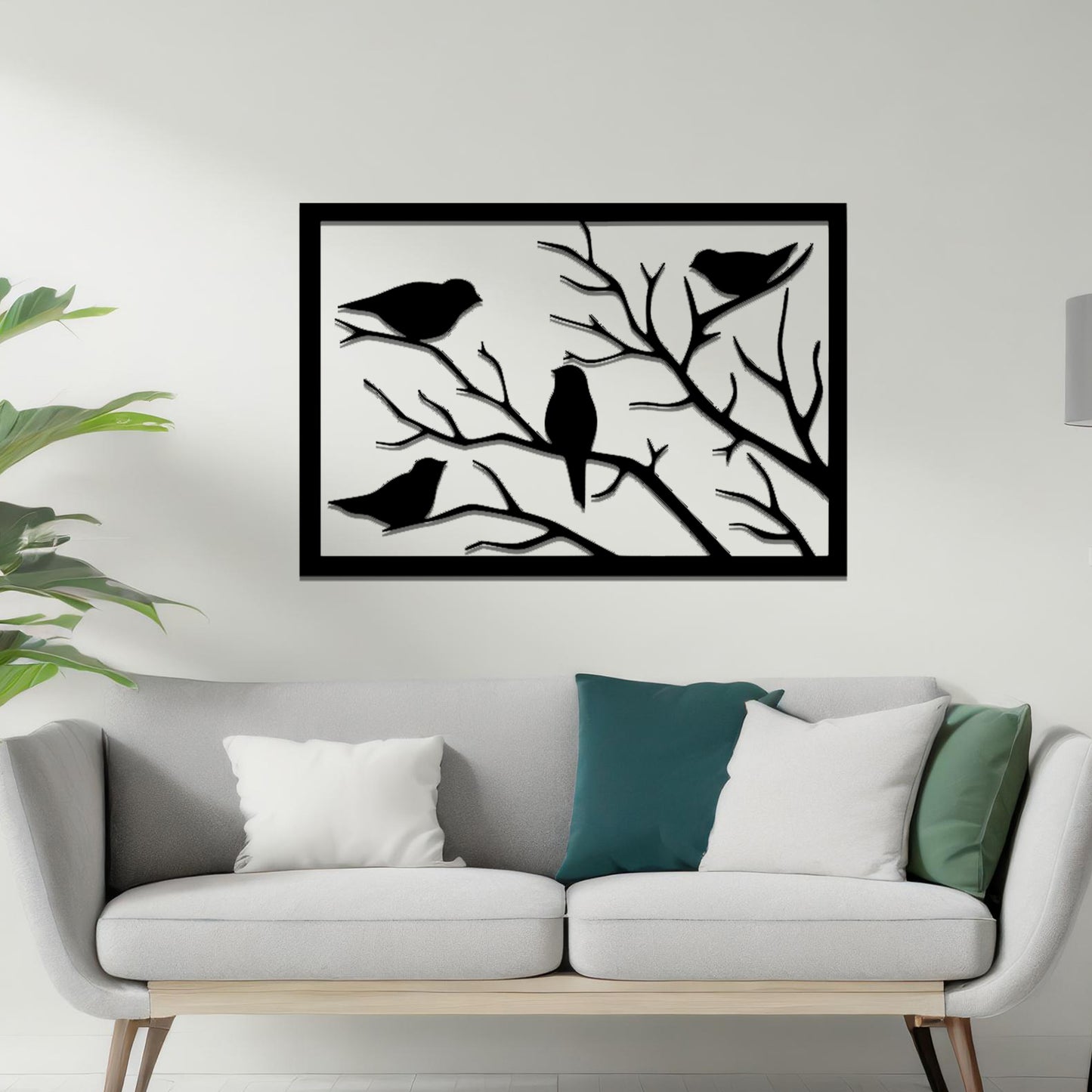 Metal Birds On a Branch Wall Art Hanging Modern Home Decoration Living Room