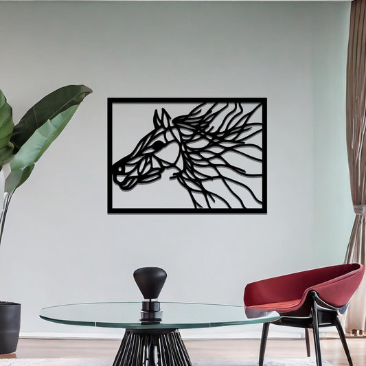 Metal Horse Head Line Art - Modern Equine Design Wall Hanging Decor