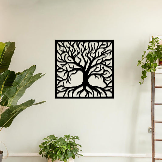 Timeless Tree of Life Metal Hanging Wall Art: Roots of Life Branches Home Decor