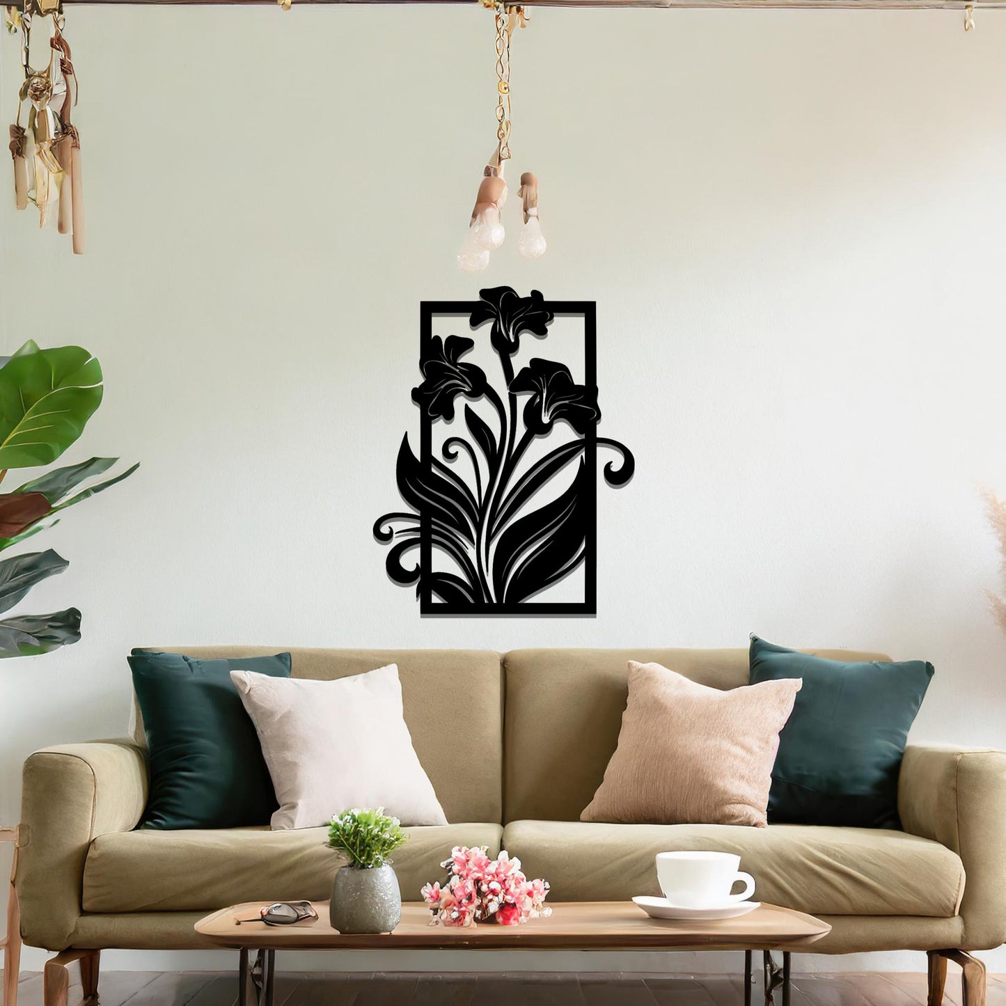 Delicate Lily Flower Metal Hanging Wall Art: Perfect for Home Elegance or Gift