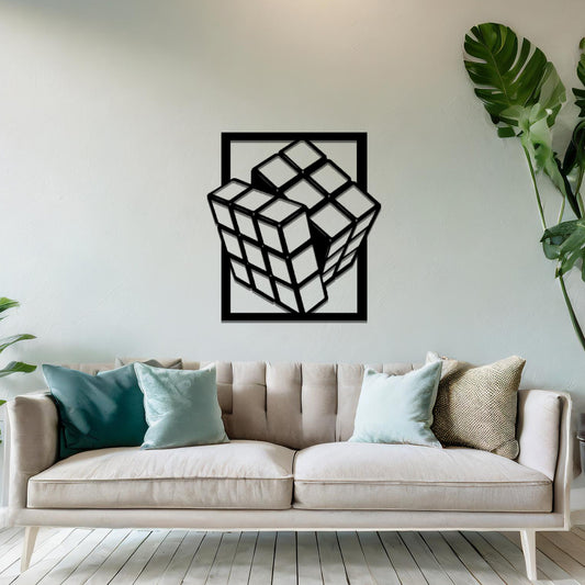 Metal Rubik's Cube Wall Hanging Art: Modern 3D Puzzle Inspired Decor