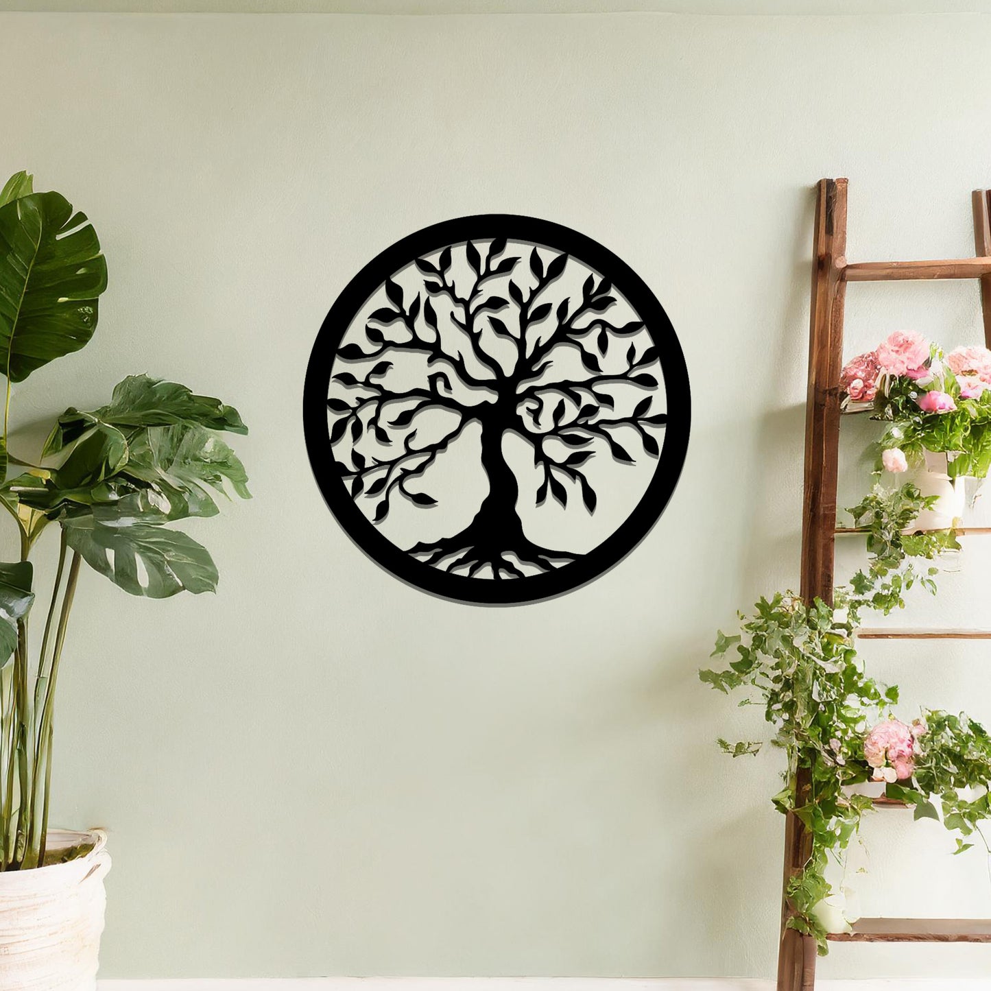 Tree of Life Metal Wall Art Outdoor Round Family Tree Metal Wall Decoration