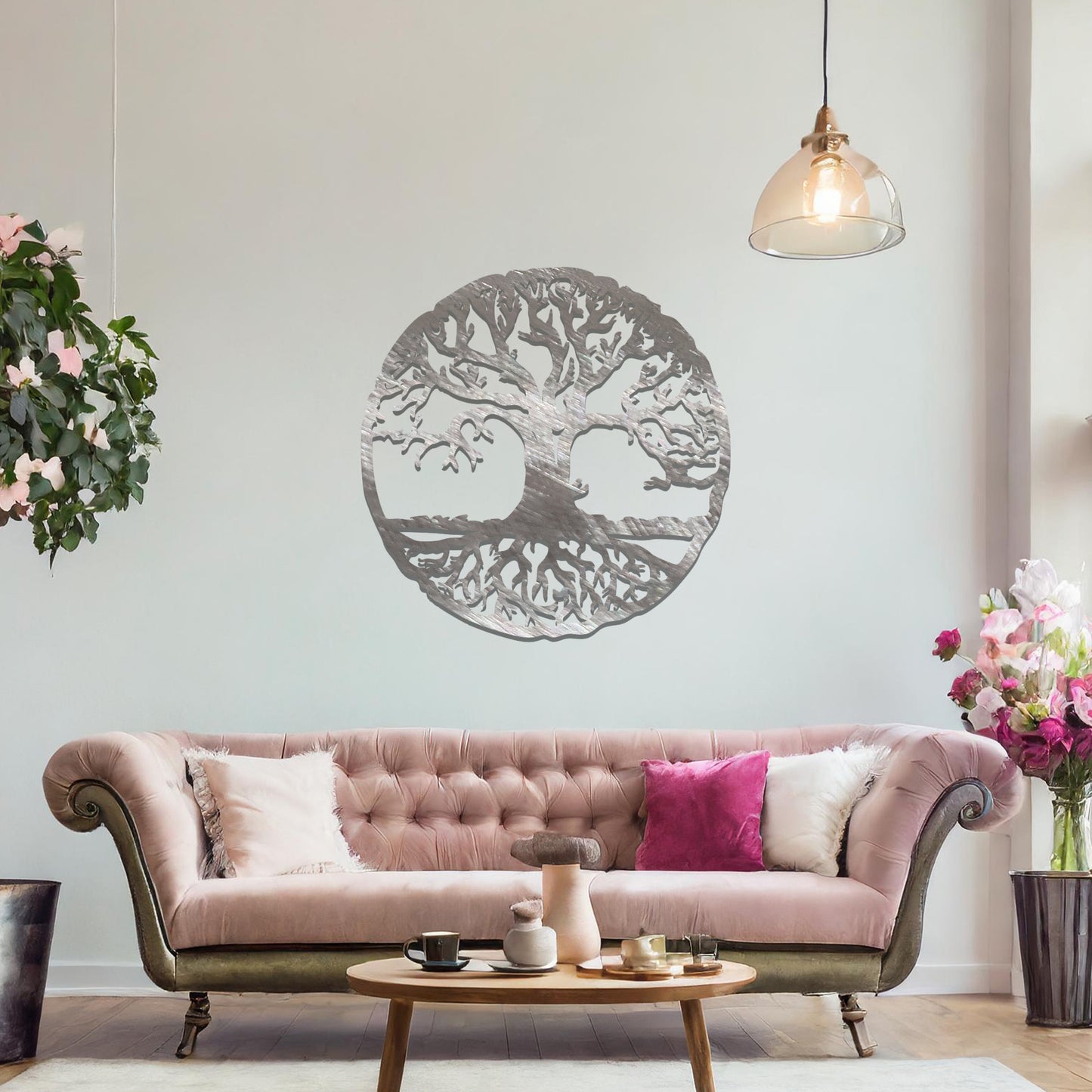 Metal Tree Wall Art Circular Modern Home Decoration Living Room Wall Art