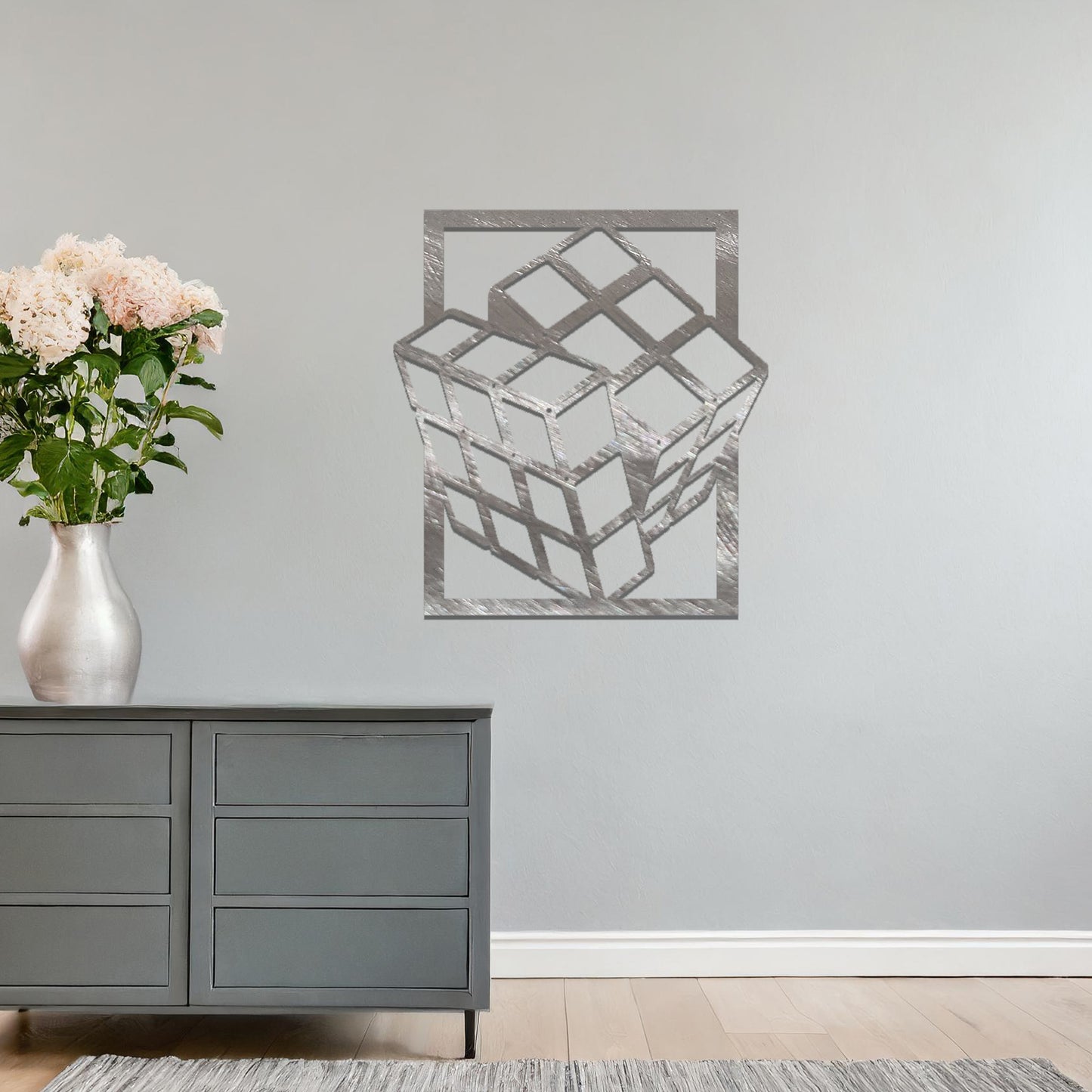 Metal Rubik's Cube Wall Hanging Art: Modern 3D Puzzle Inspired Decor