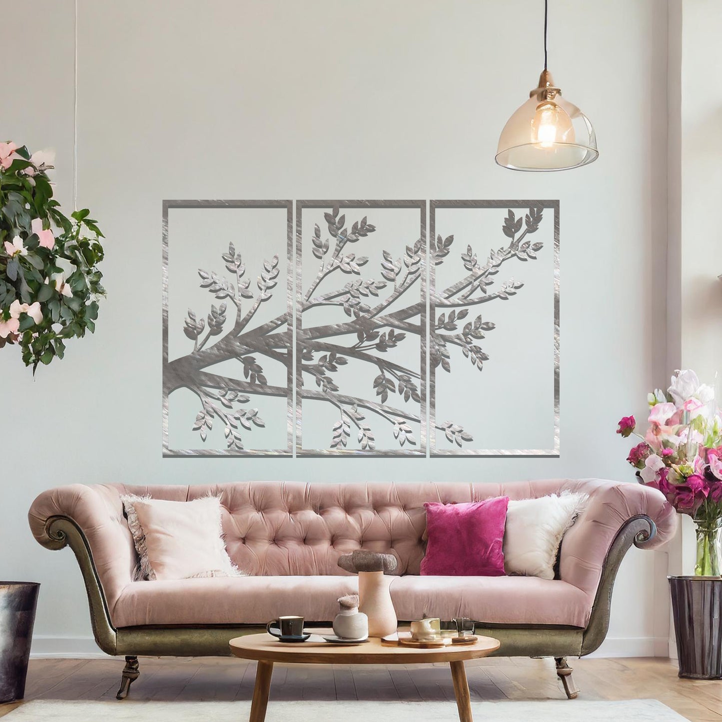 Beautiful Tree Branches Hanging Modern Metal Contemporary Wall Art