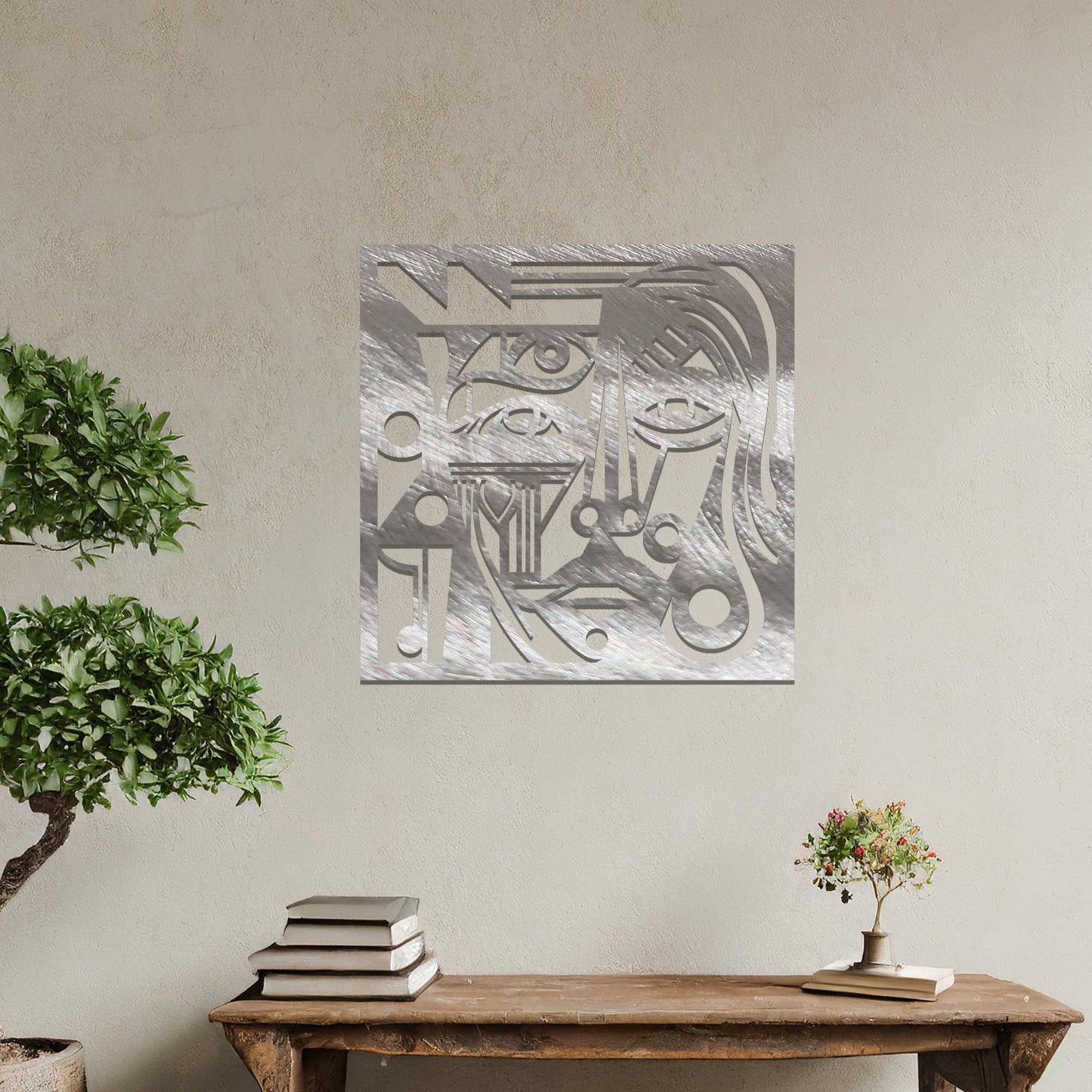 Picasso Inspired Abstract Womans Face Metal Hanging Wall Art for Urban Decor