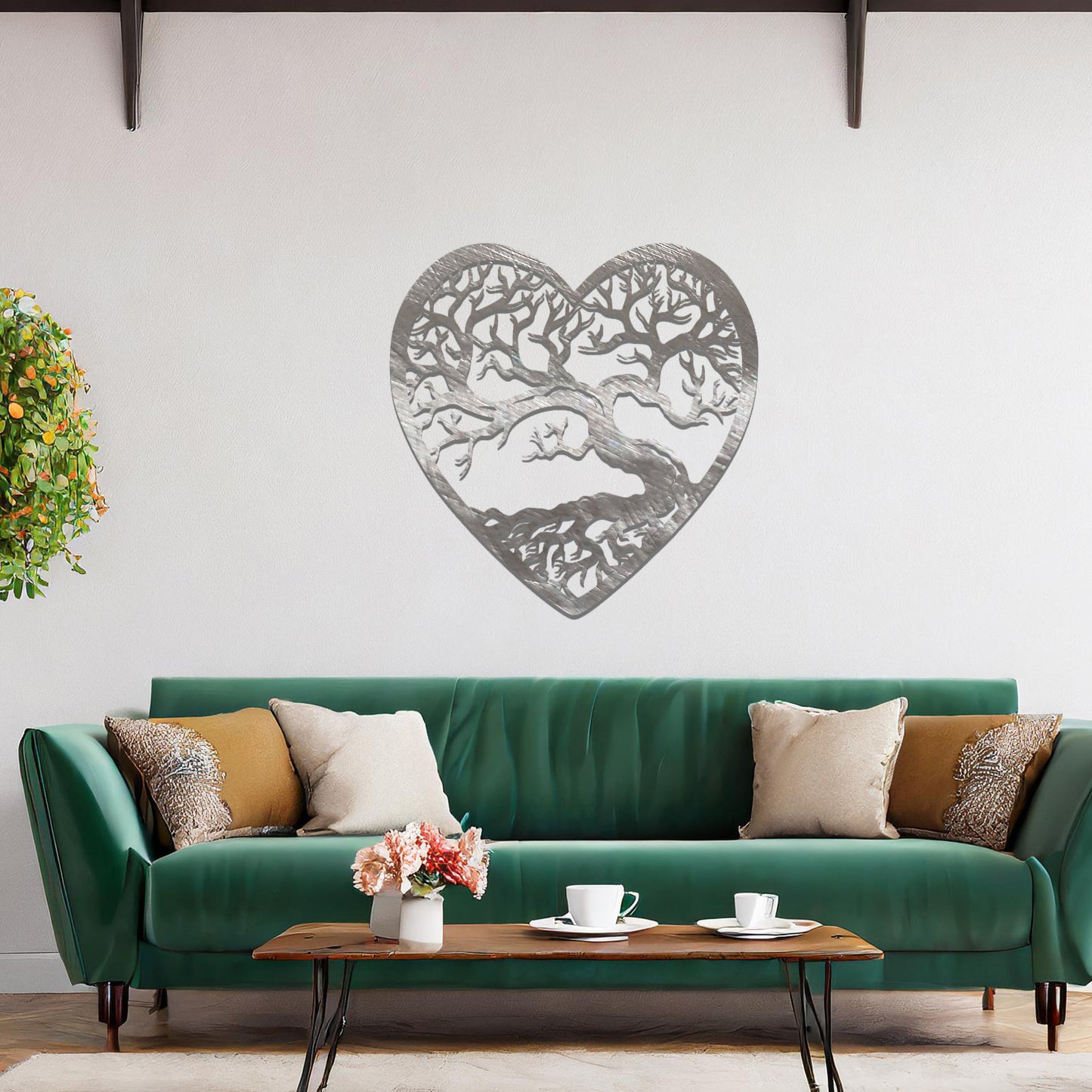 Metal Tree in Heart Wall Art Hanging Modern Home Decoration Living Room