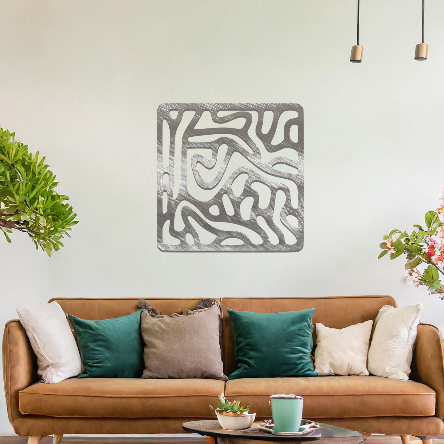 Abstract Fluid Lines Metal Hanging Wall Art: Maze of Modern Elegance