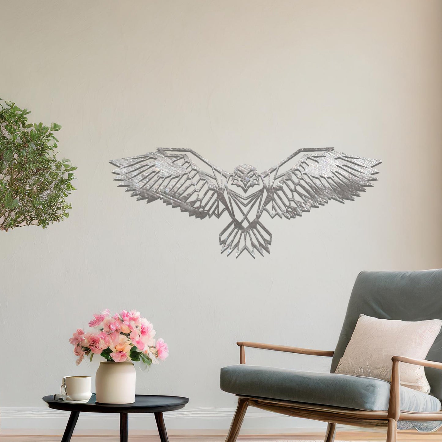 Metal Wall Decor Geometric Eagle Large Home Room Wall Art Mens Cave Gift