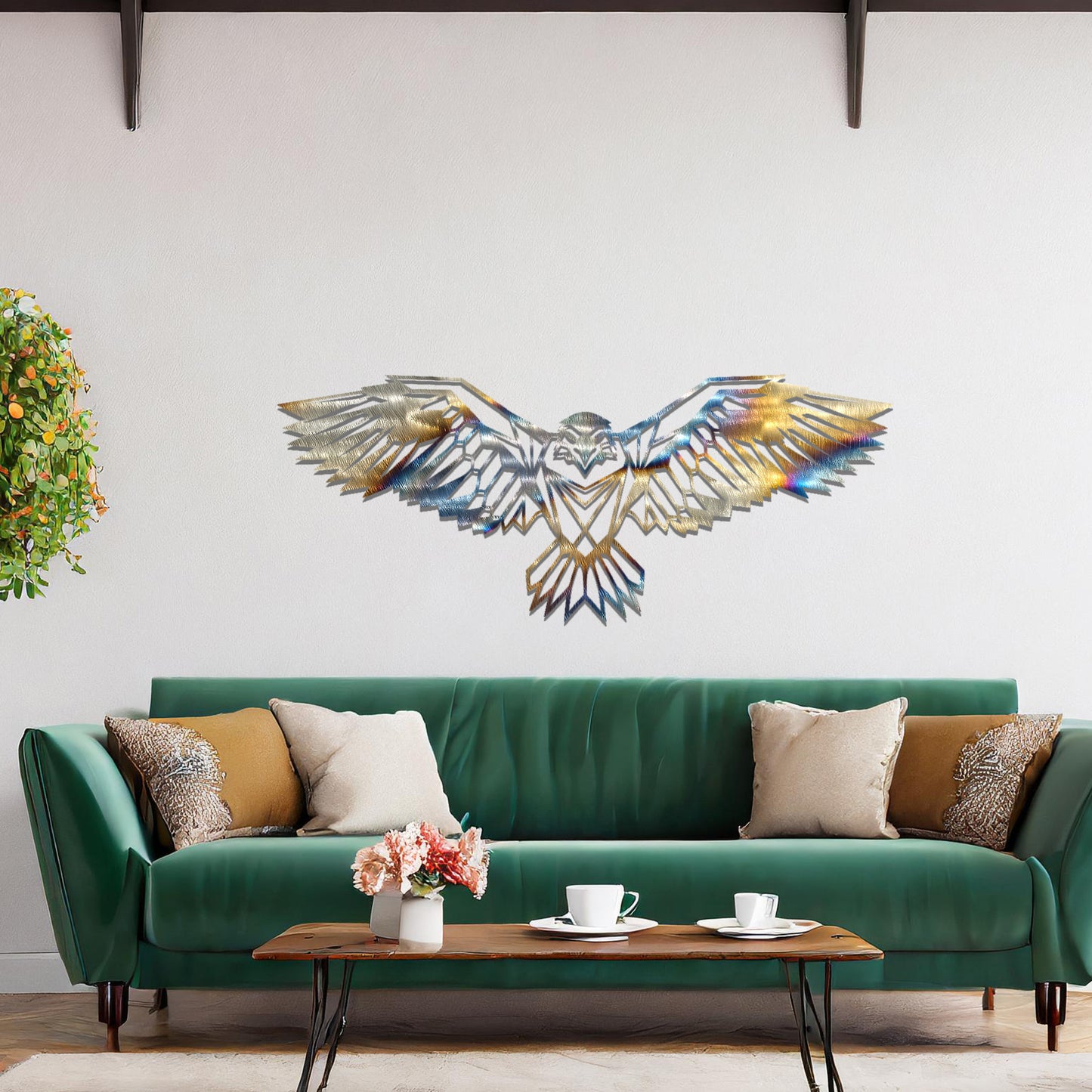 Metal Wall Decor Geometric Eagle Large Home Room Wall Art Mens Cave Gift