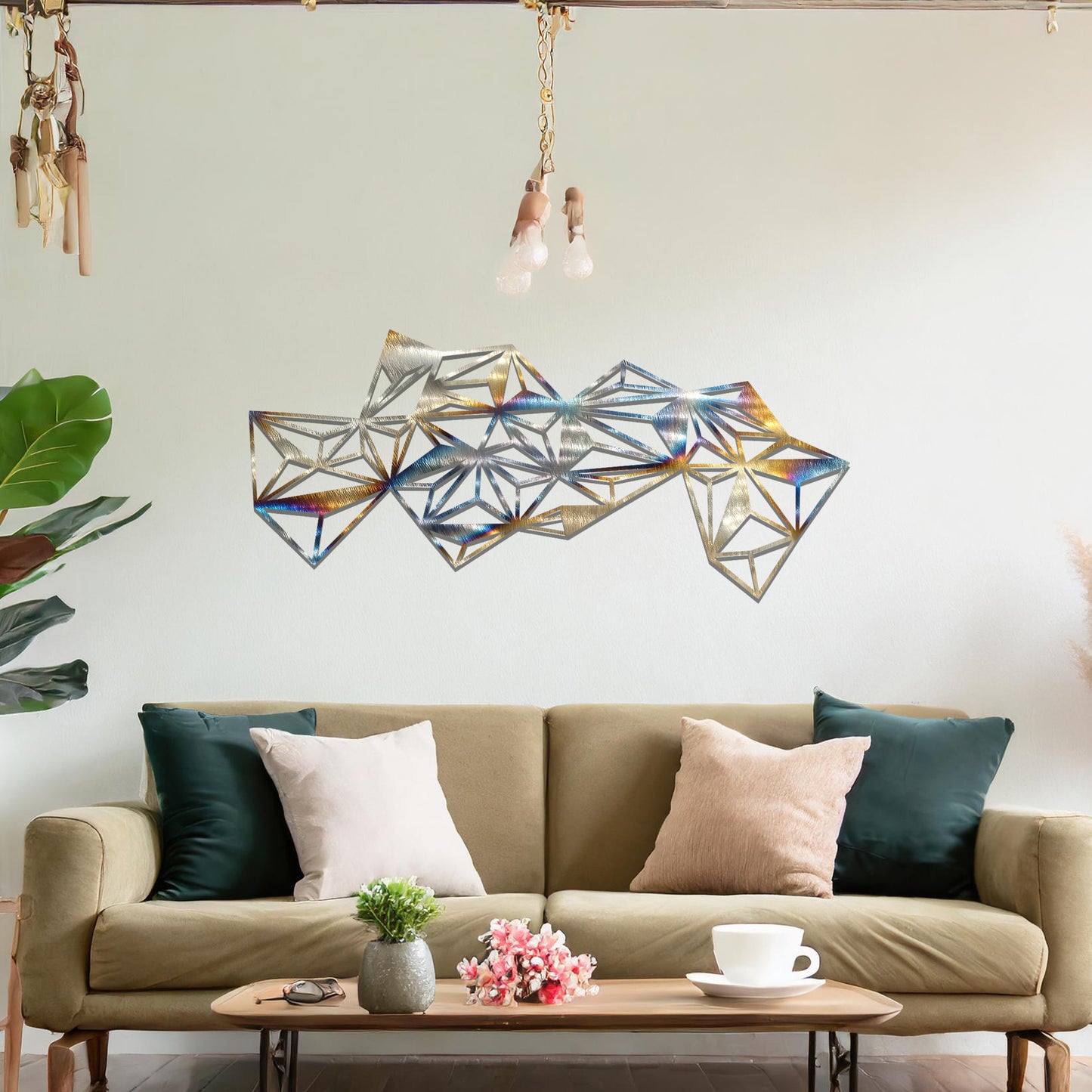 Metal Geometric Wall Art Hanging Contemporary Home Art Living Room Wall Art