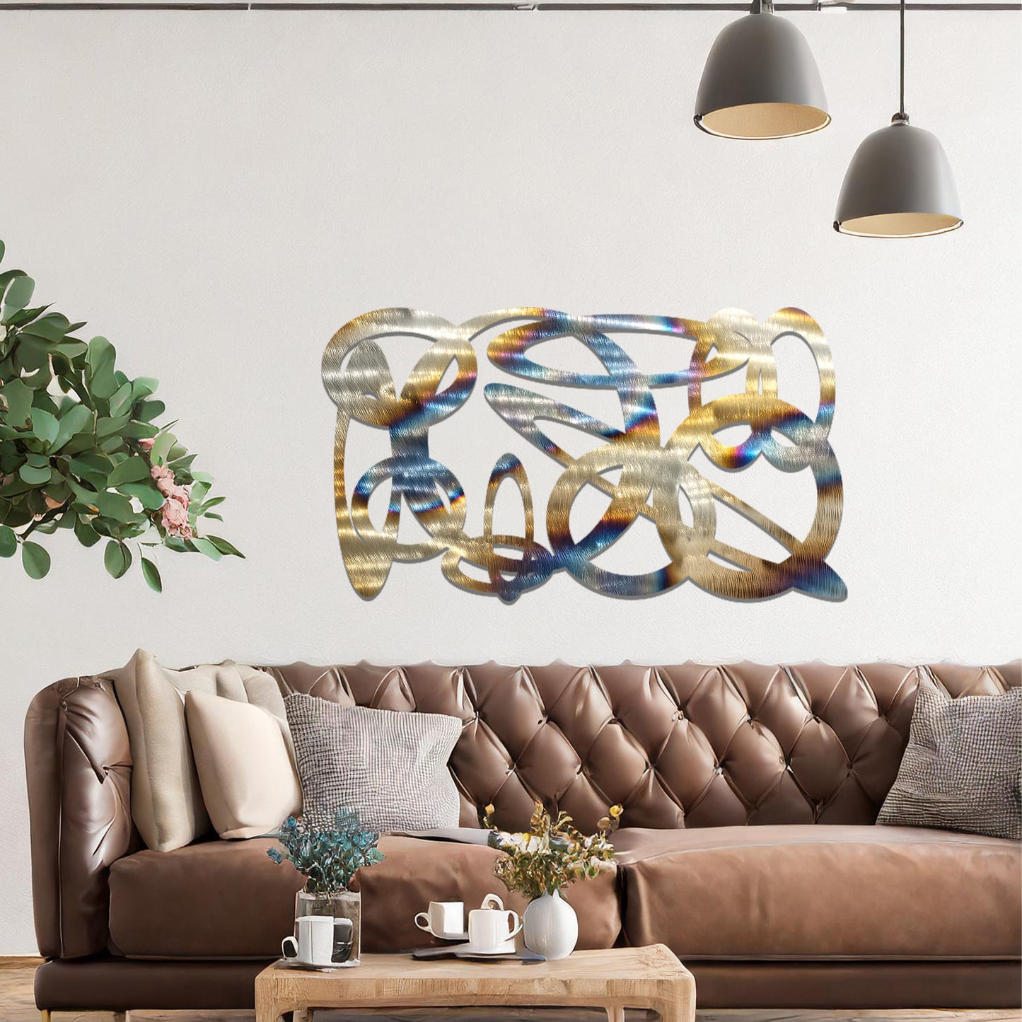 Metal Abstract Circles Wall Art Modern Home Decor Living Room Wall Hanging