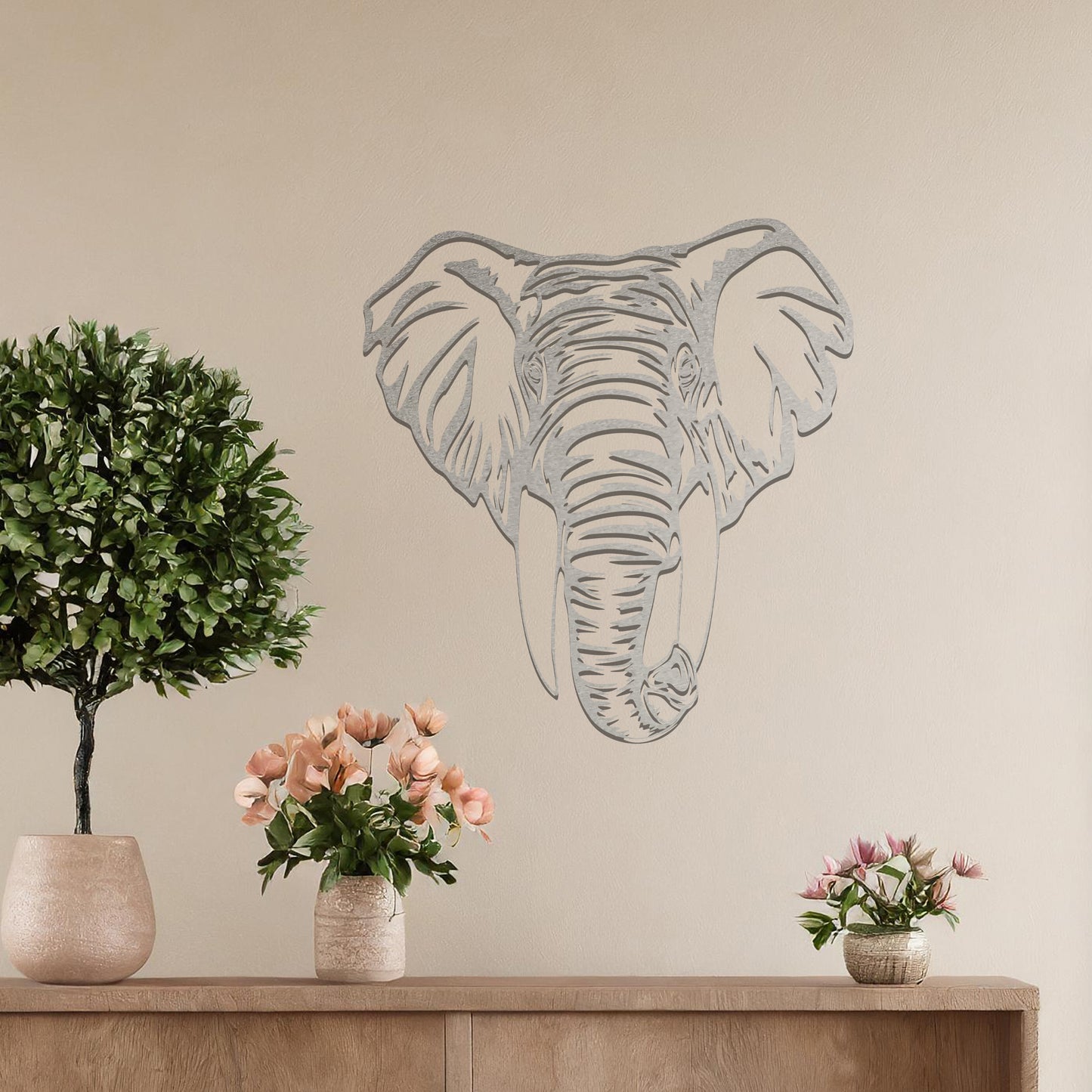 Metal Elephant Head Modern Wall Art Design Sculpture Hanging Wall Decor Idea