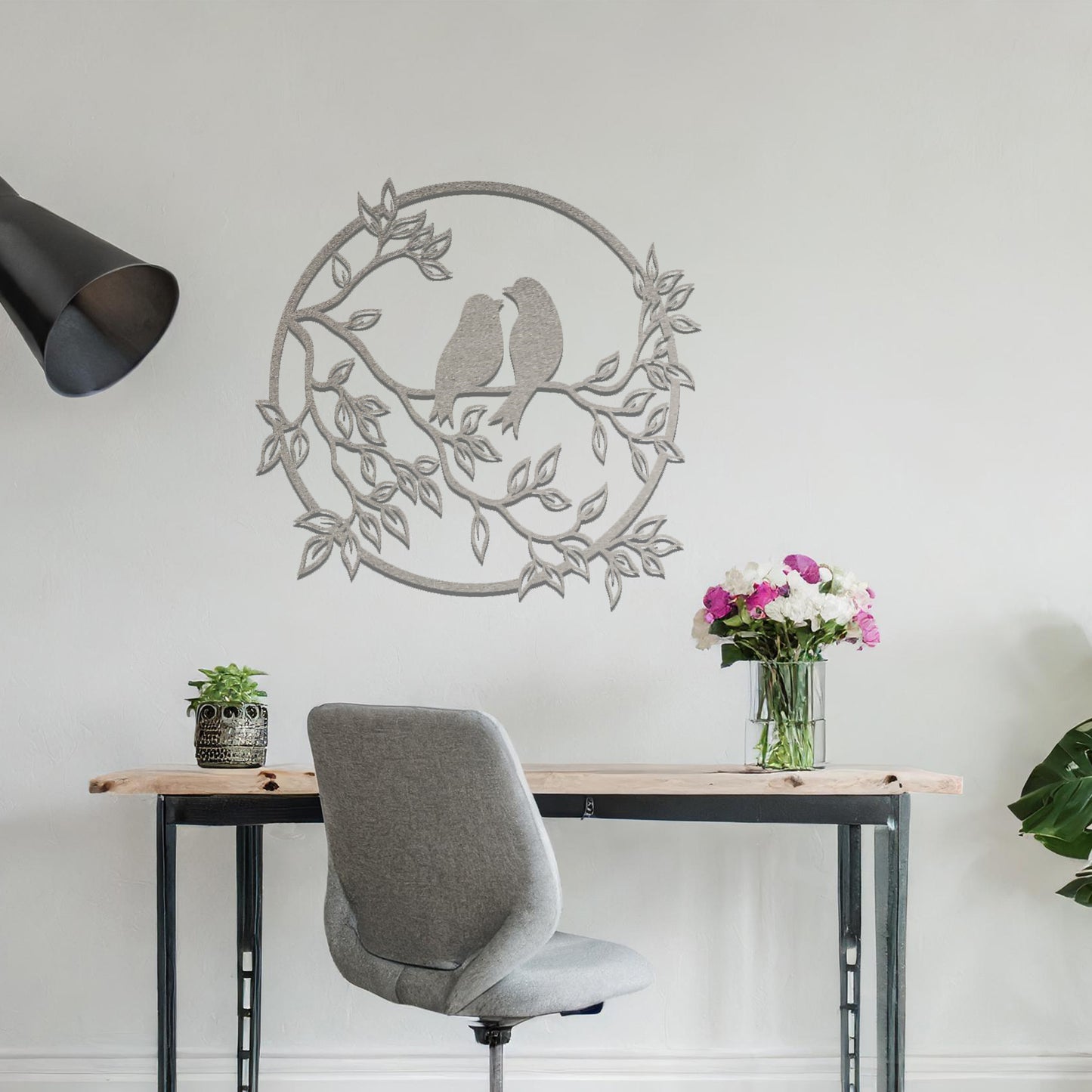 Metal Birds Circular Wall Art Hanging Contemporary Home Decoration Bedroom