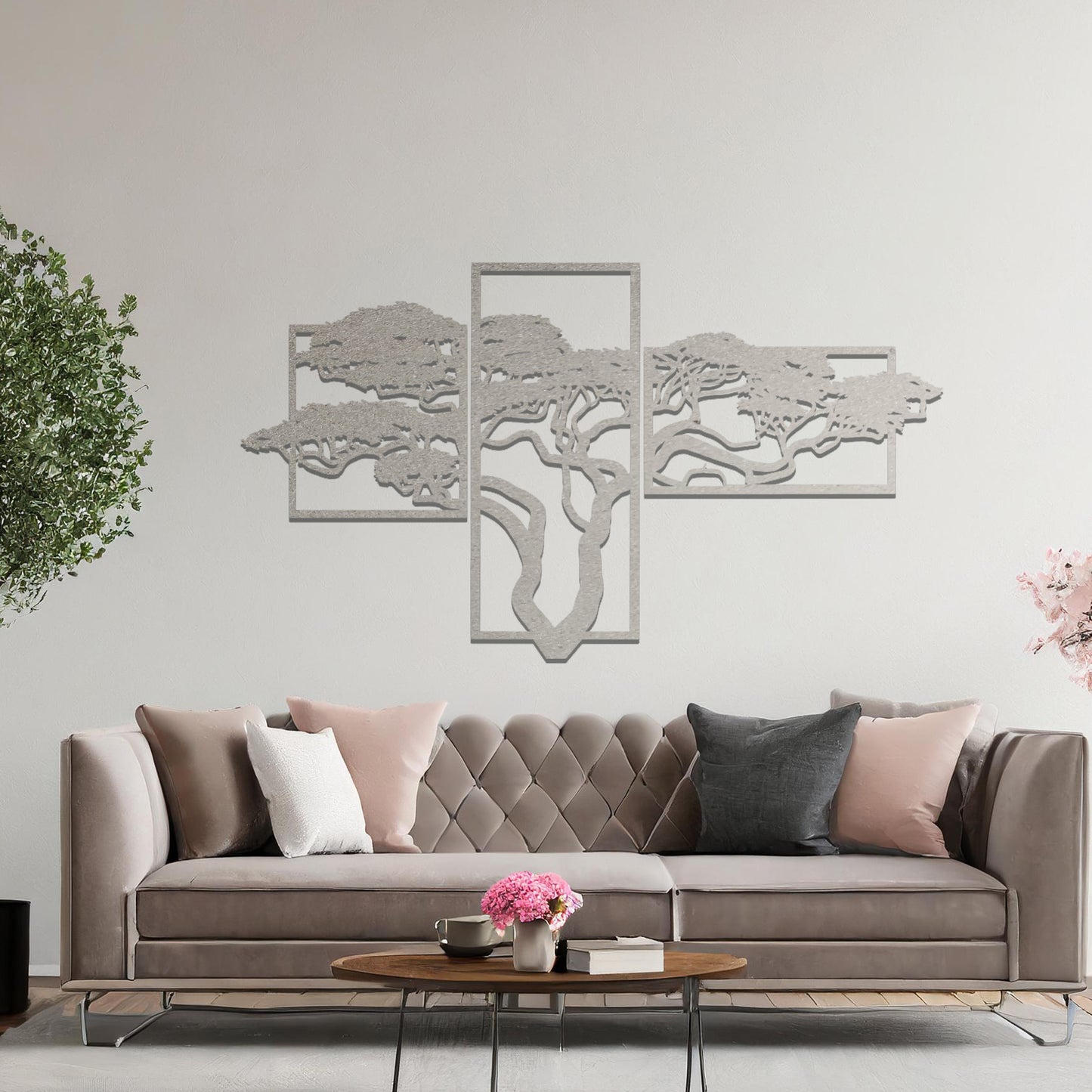 Amazing Metal African Tree 3 panels Set Modern Metal Wall Art Decor