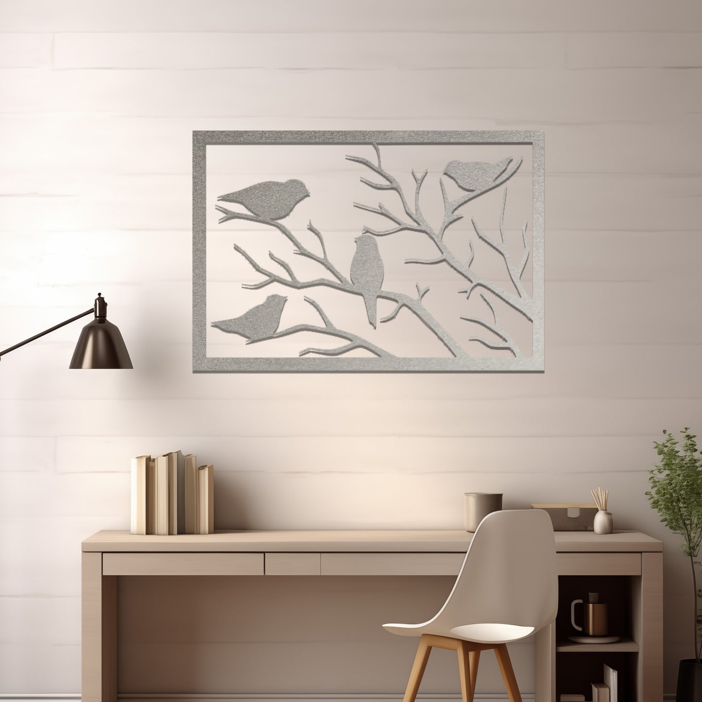 Metal Birds On a Branch Wall Art Hanging Modern Home Decoration Living Room