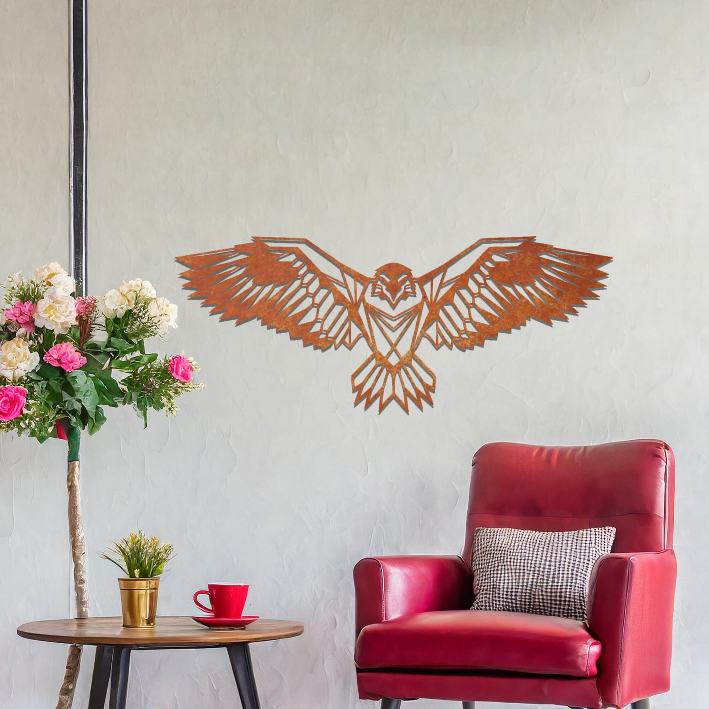 Metal Wall Decor Geometric Eagle Large Home Room Wall Art Mens Cave Gift