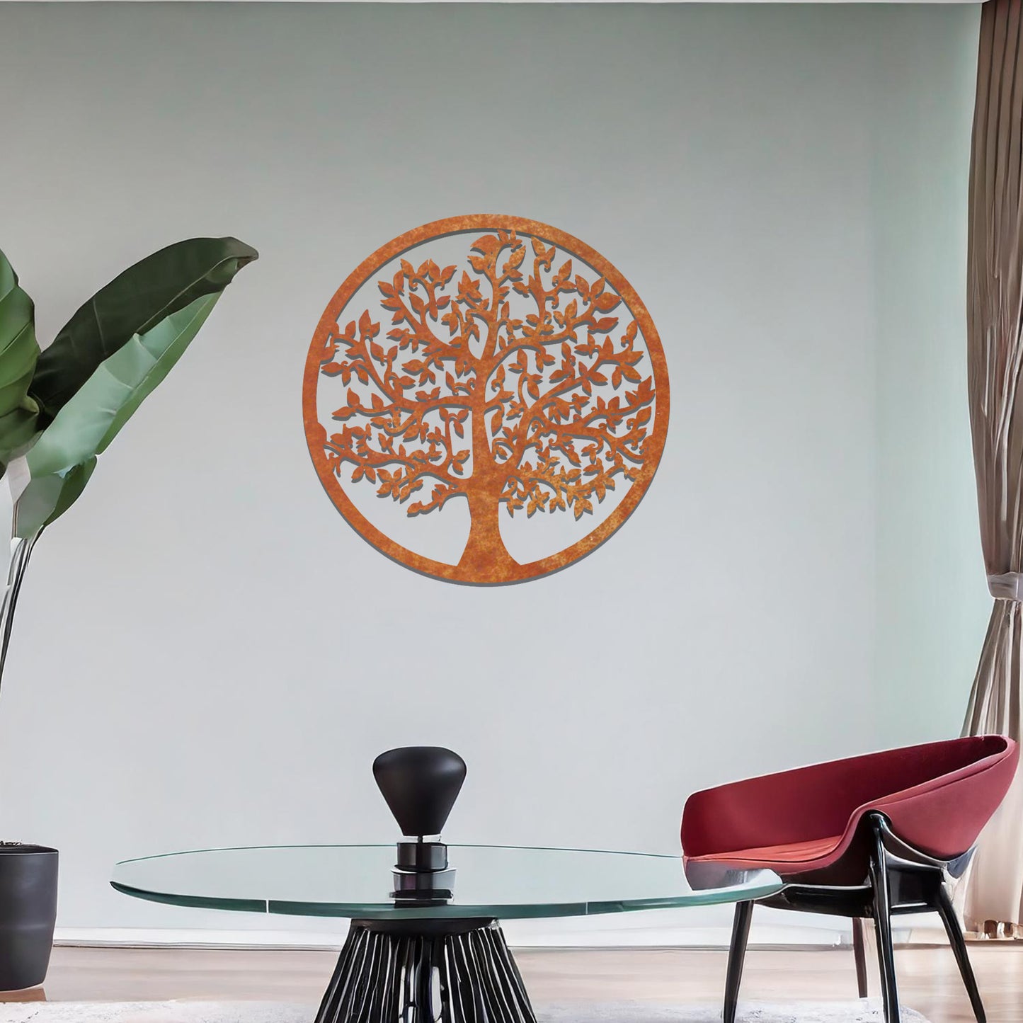 Round Metal Tree of Life Hanging Wall Art, Spring Bloom Tree Wall Decor