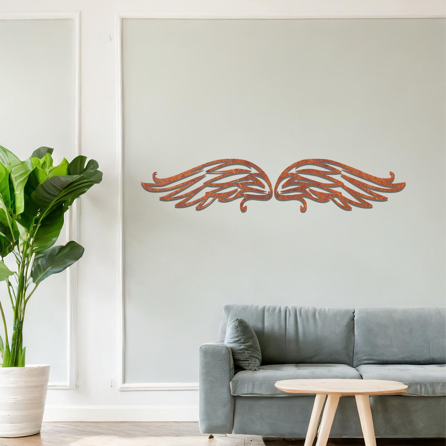 Graceful Pair of Metal Angel Wings Wall Decor: Divine Presence for Home