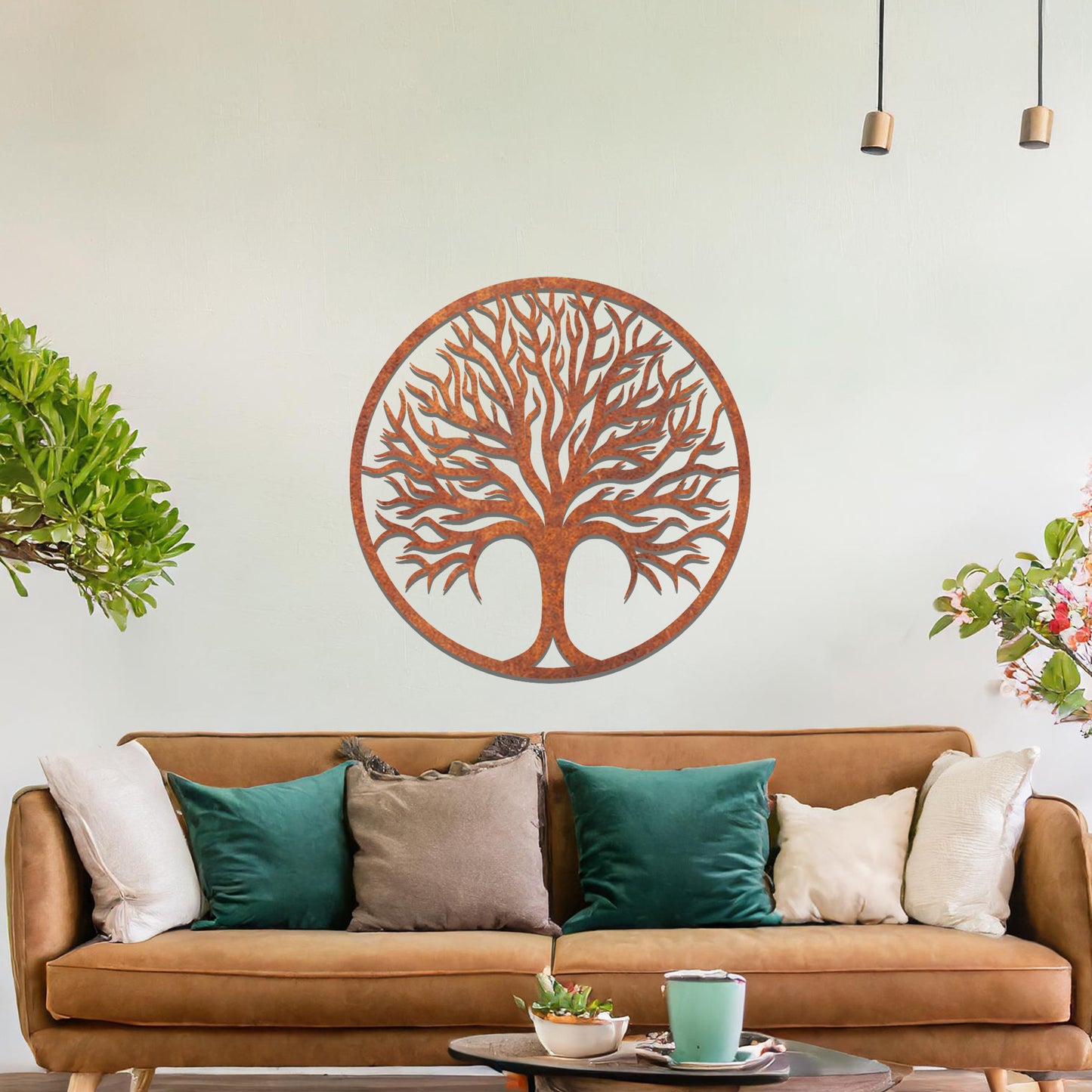 Radiant Tree of Life Metal Wall Art: Elegant Metal Sculpture Circular Nature Design