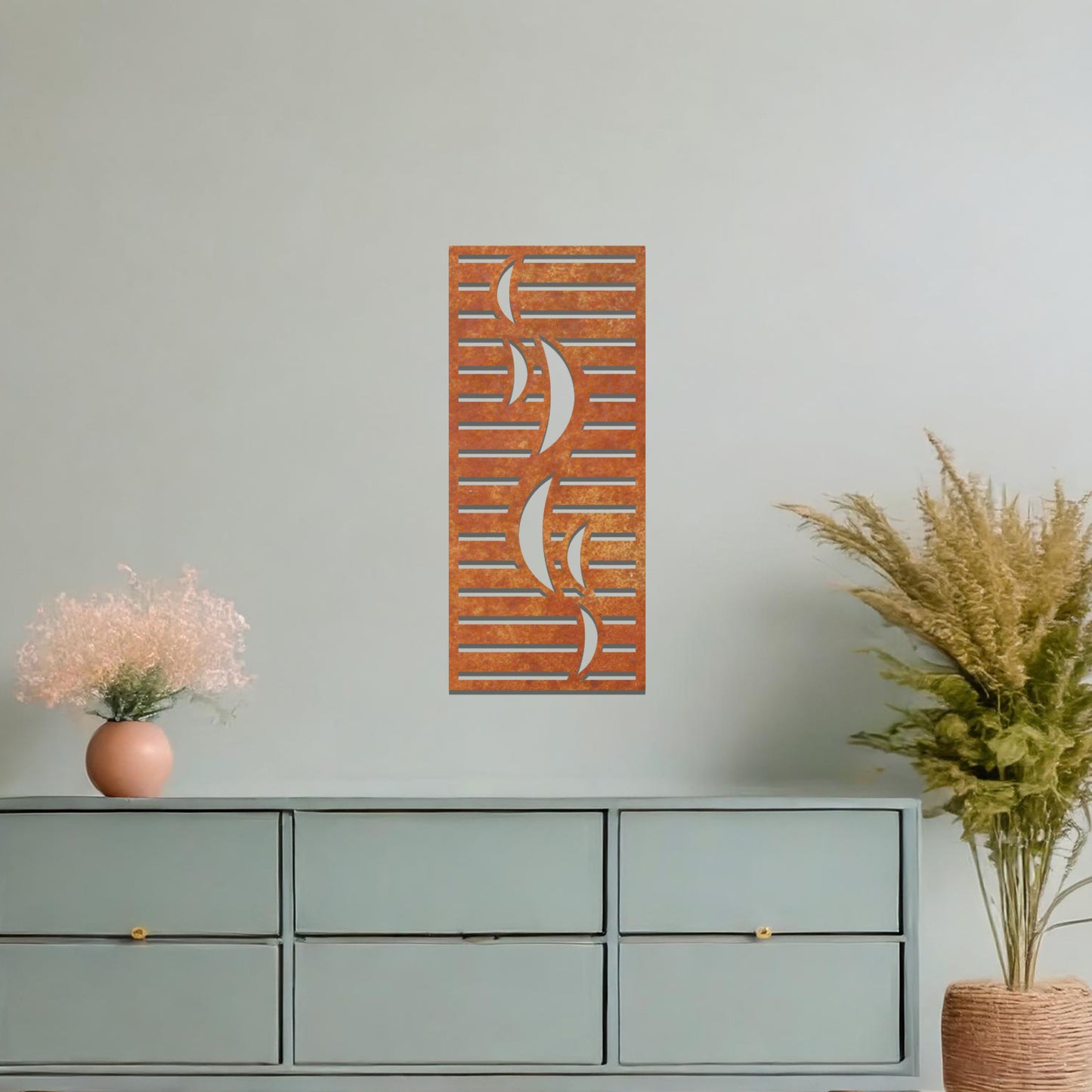 Slotted Pattern Metal Hanging Wall Art: Contemporary Elegance for Modern Decor