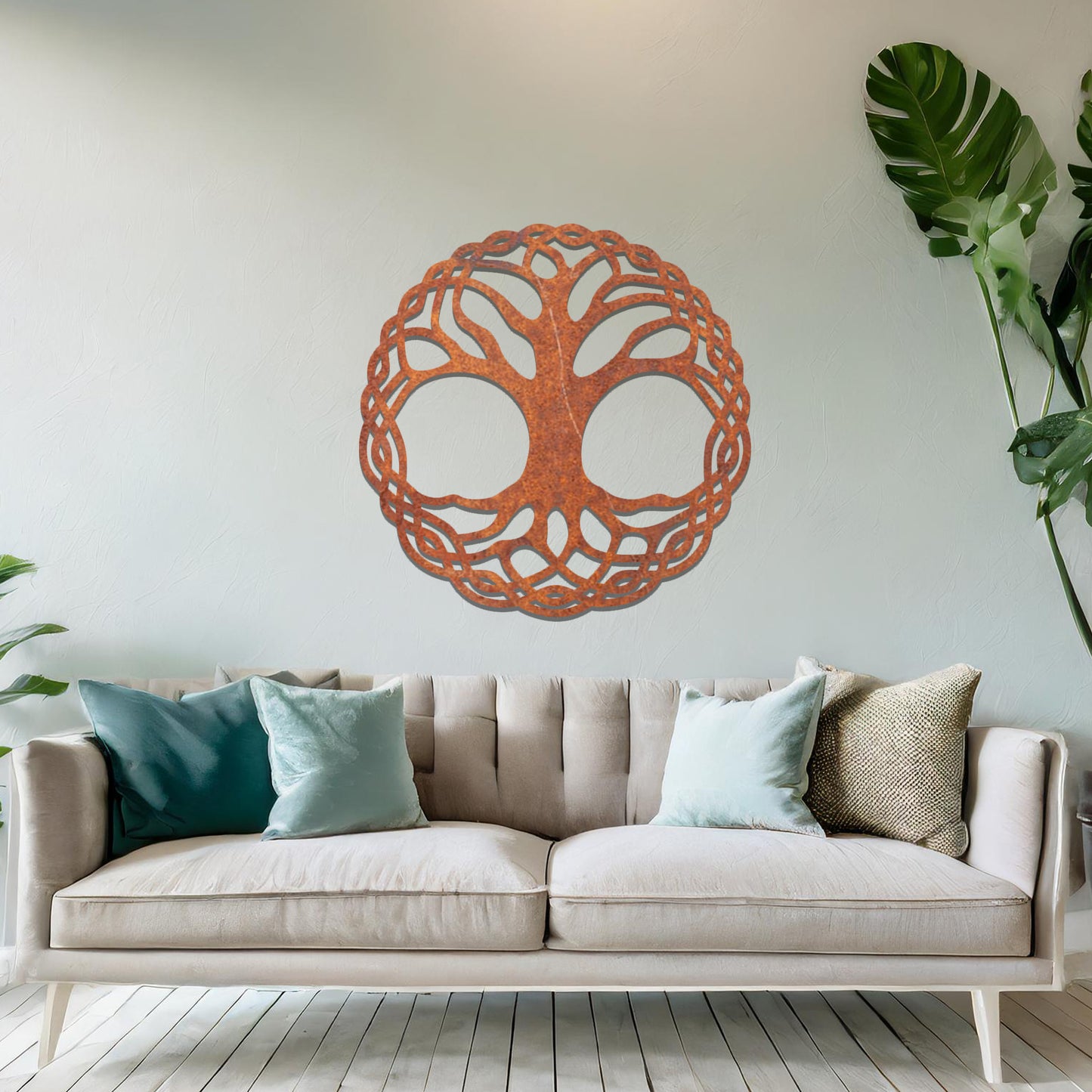 Round Celtic Tree Metal Wall Hanging Art: Modern Nature Inspired Decor