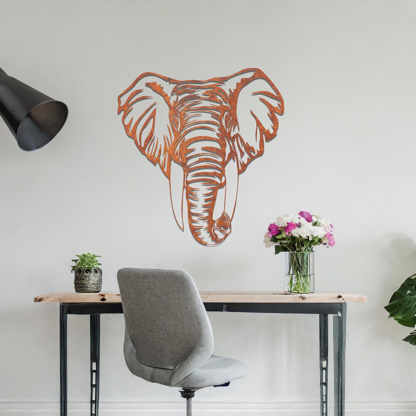 Metal Elephant Head Modern Wall Art Design Sculpture Hanging Wall Decor Idea