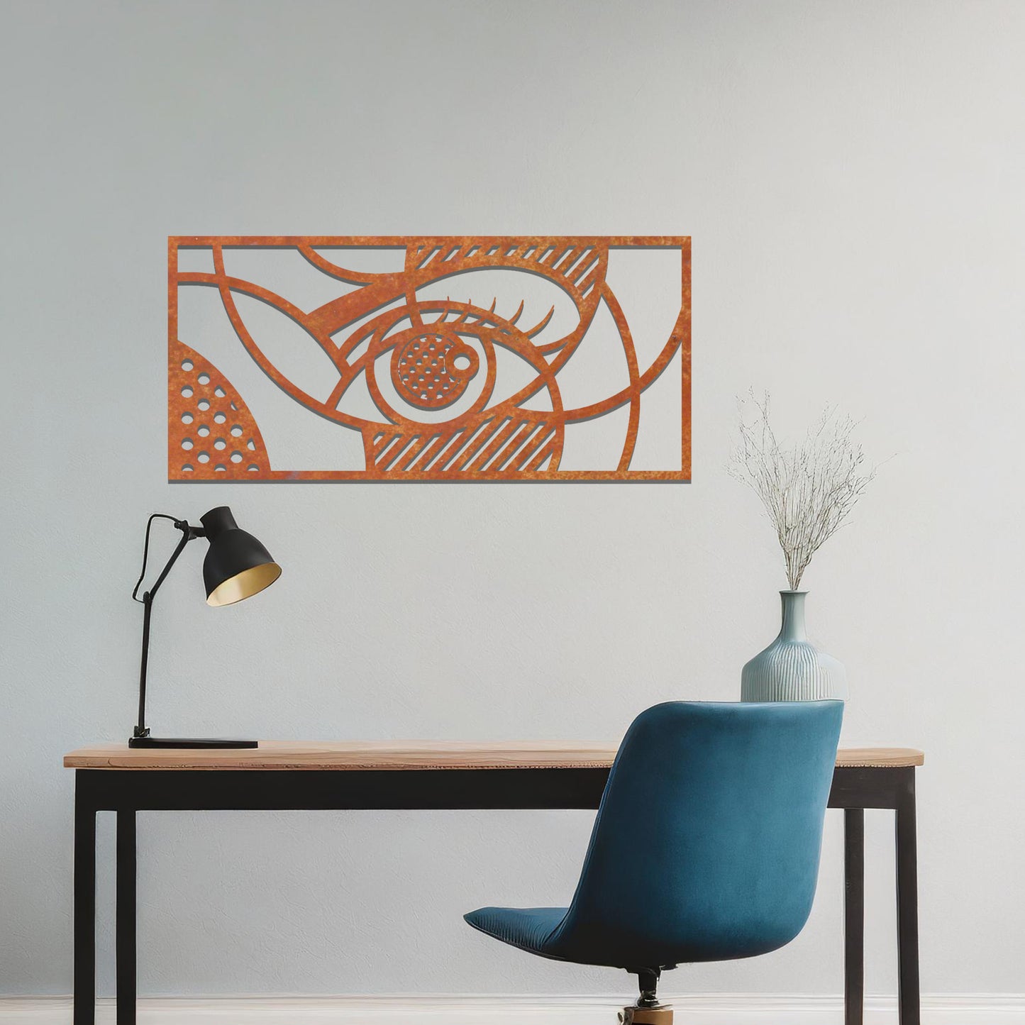 Geometric Abstract Eye Metal Wall Art: Framed Modern Decor