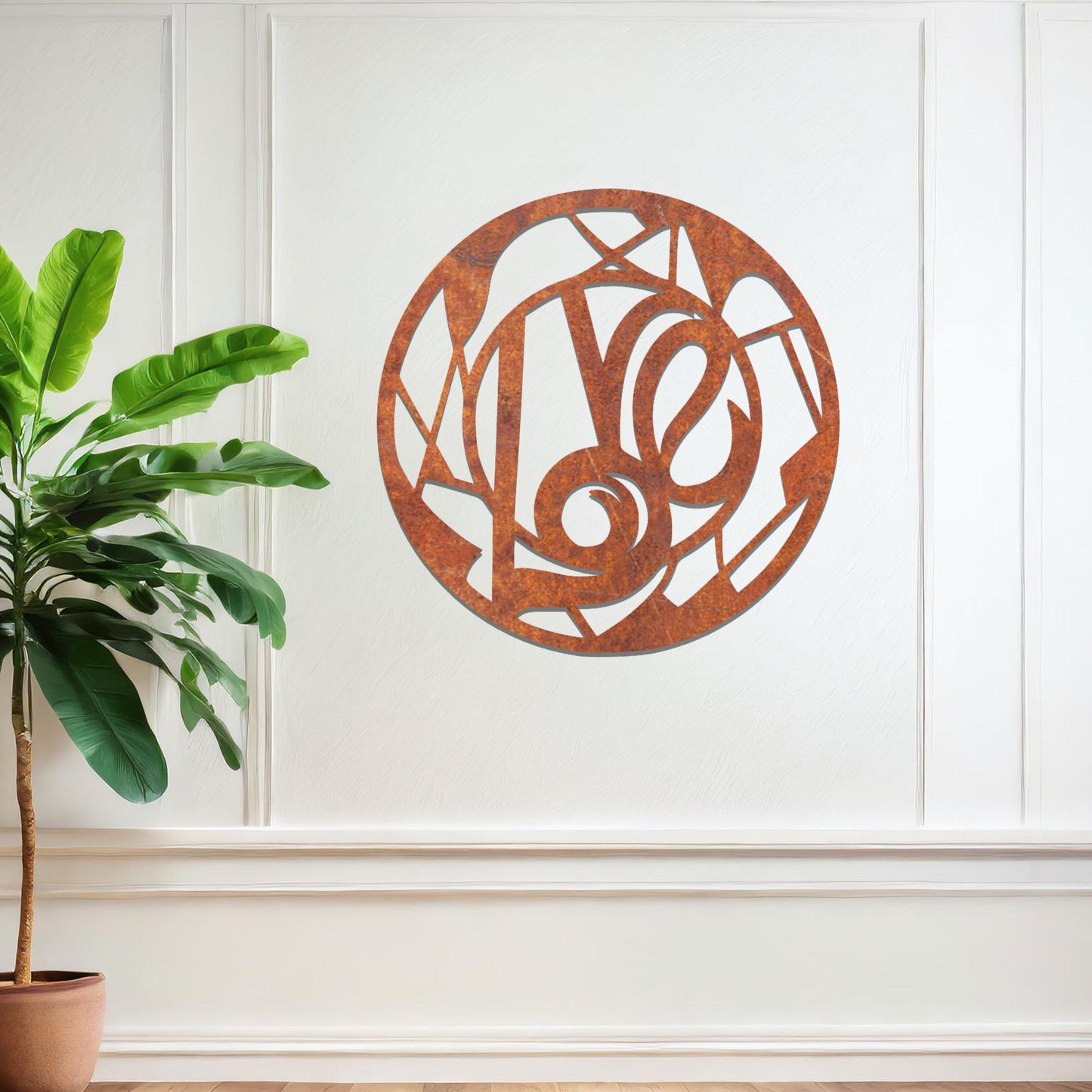 Geometric Love Sign Metal Wall Art - Modern Circular Frame Design for Bedroom