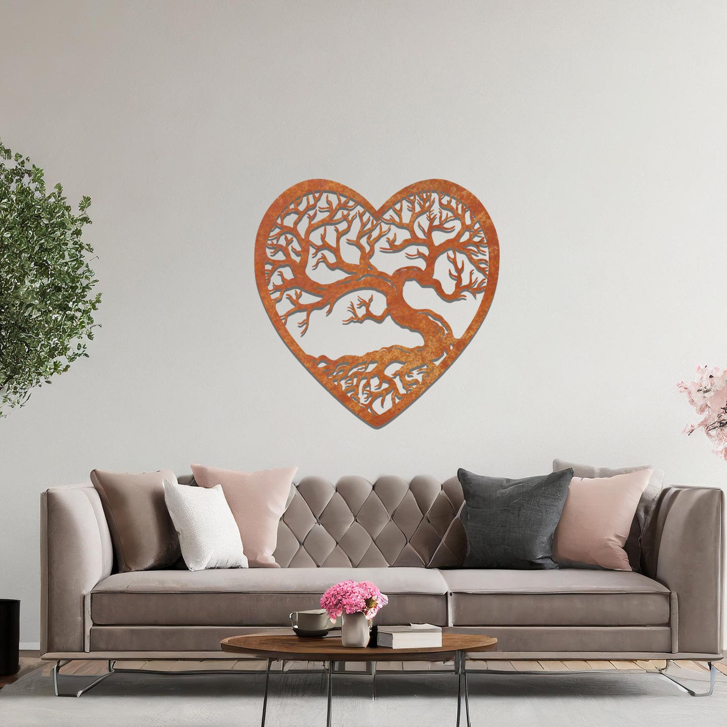 Metal Tree in Heart Wall Art Hanging Modern Home Decoration Living Room