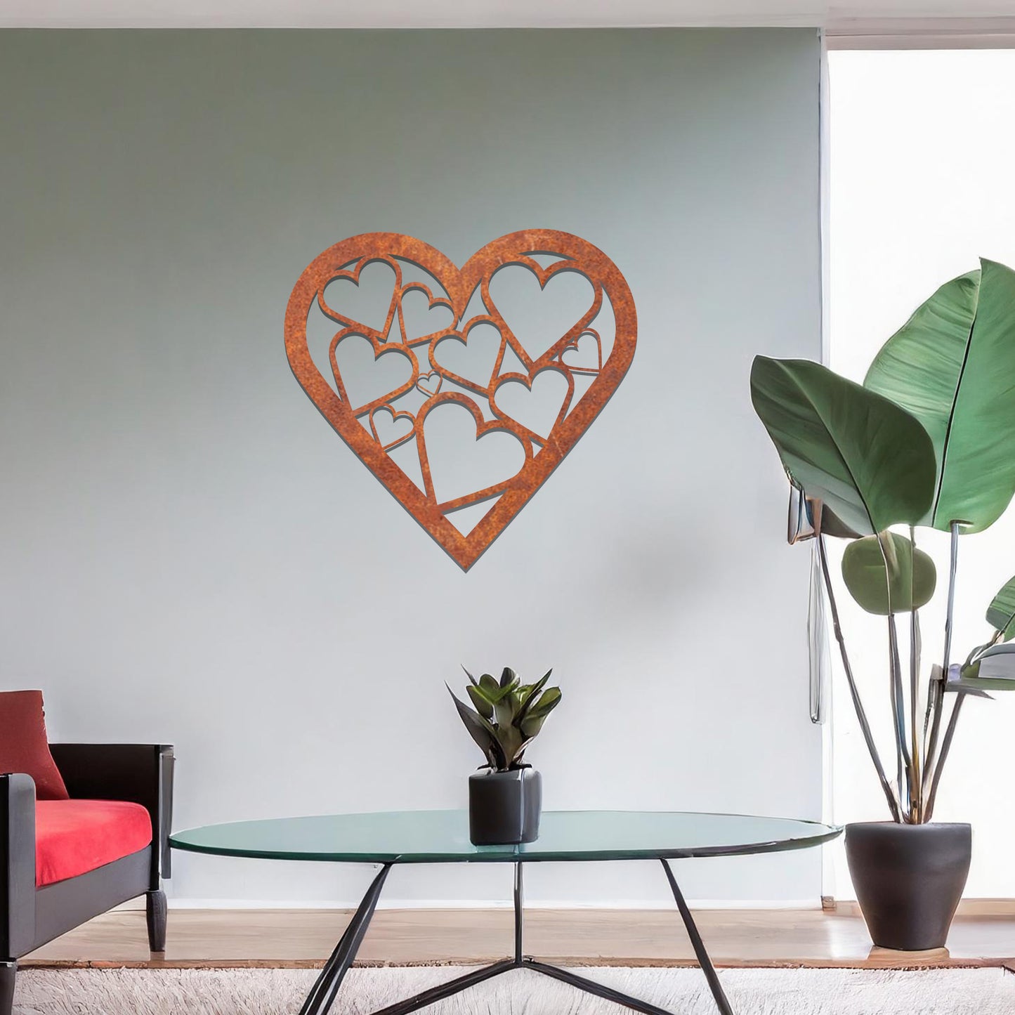 Metal Love Heart Wall Art Modern Home Decoration Living Room Wall Hanging