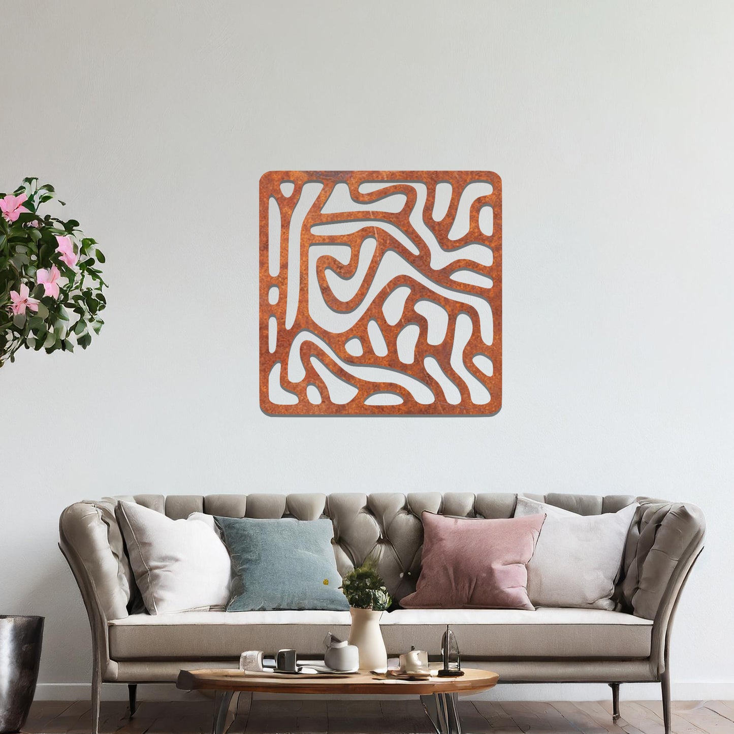 Abstract Fluid Lines Metal Hanging Wall Art: Maze of Modern Elegance