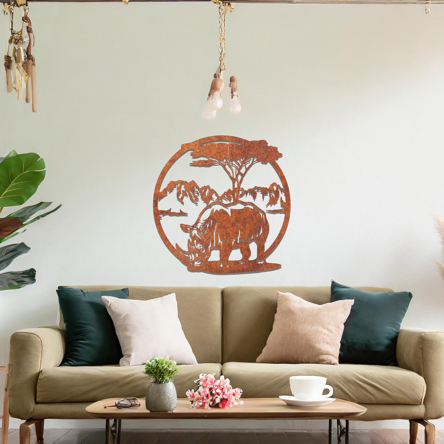 Metal Rhino Wall Art Hanging Modern Contemporary Wall Art Living Room Art