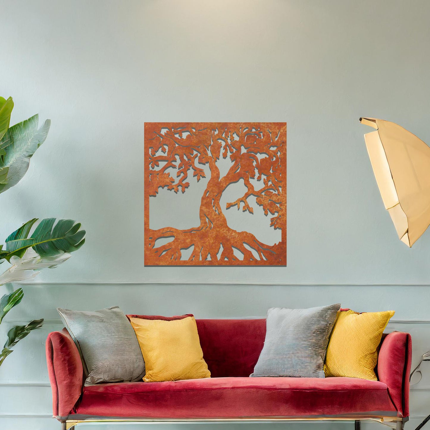 Square Framed Metal Tree of Life Wall Art: Modern Elegance for any Room or Office