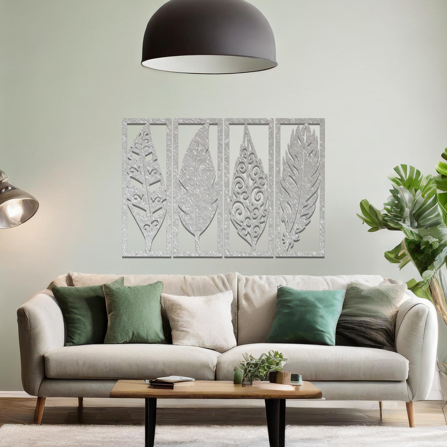 Metal Feathers Wall Art Hanging Set Modern Contemporary Wall Art Home Decor