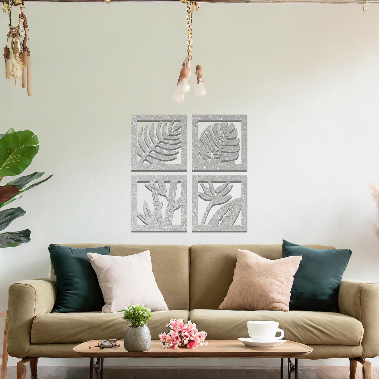 Metal Tropical Leaves Wall Art Set Hanging Modern Contemporary Wall Art