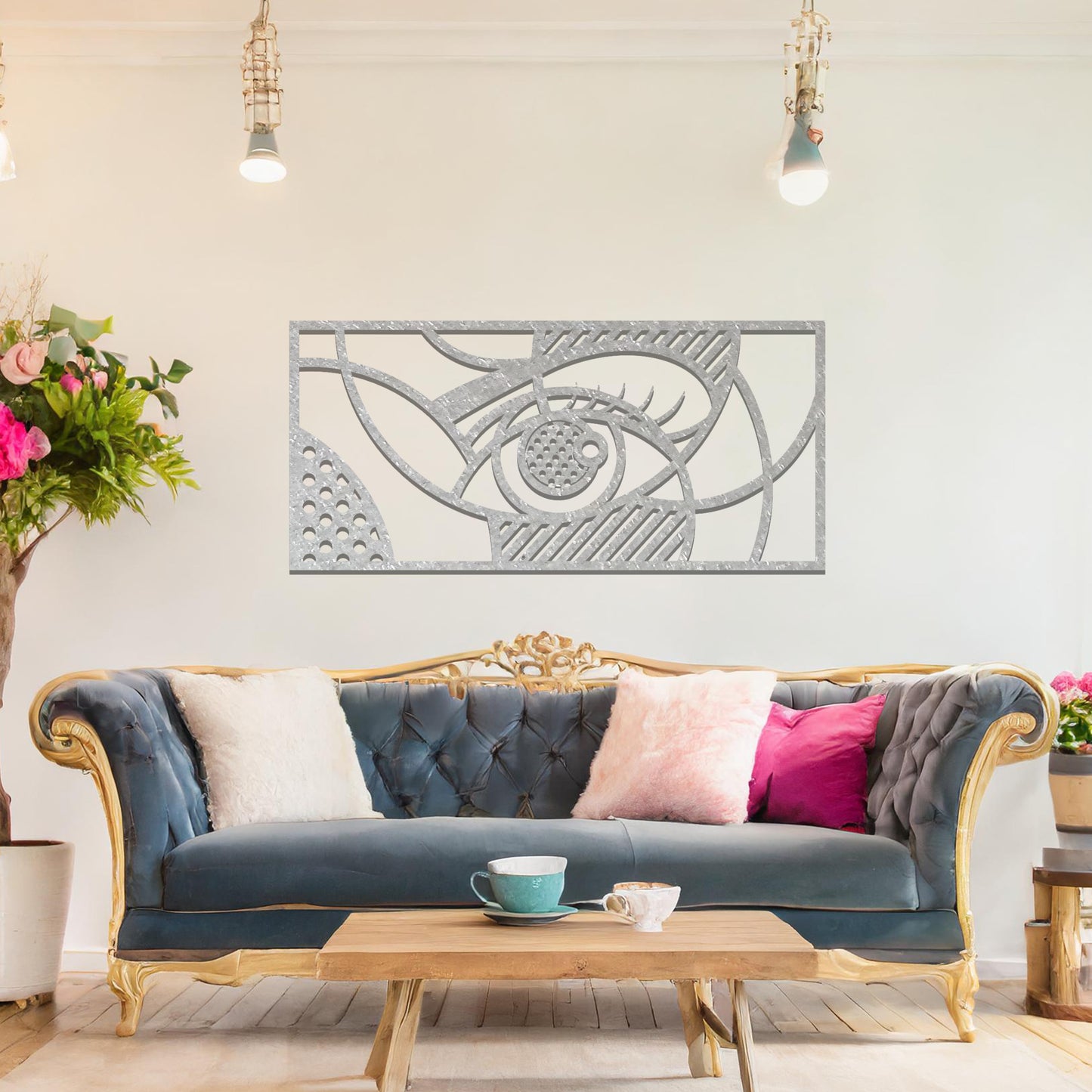 Geometric Abstract Eye Metal Wall Art: Framed Modern Decor