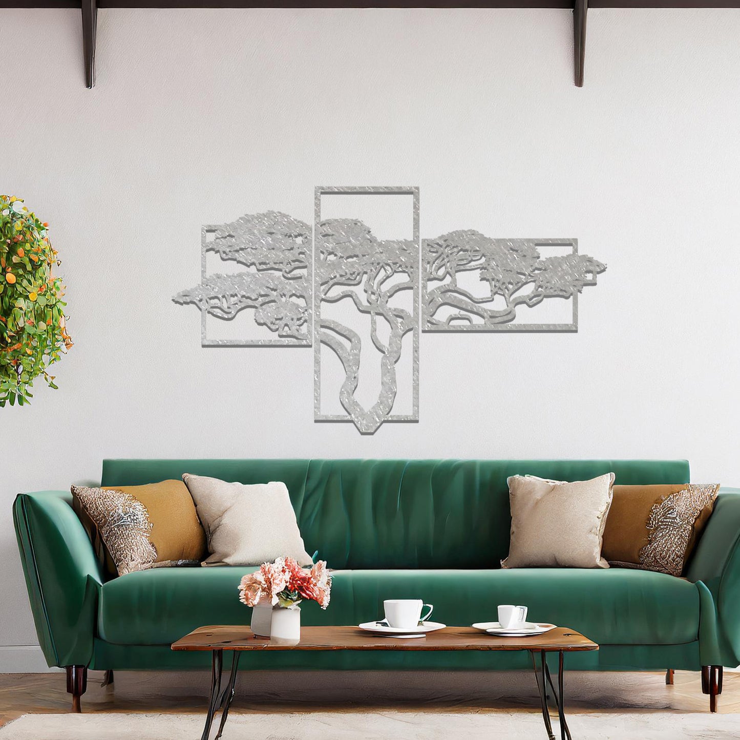 Amazing Metal African Tree 3 panels Set Modern Metal Wall Art Decor