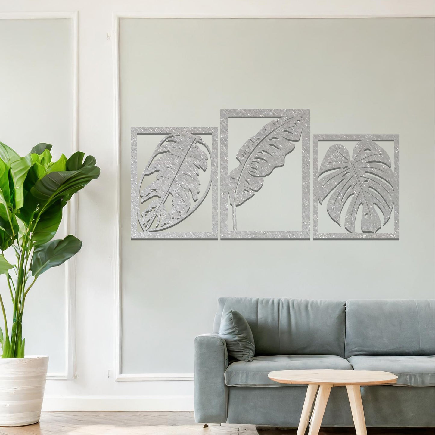 Tropical Trifecta: Set of 3 Metal Leaves Wall Hanging Art for Living Spaces or Gift Idea