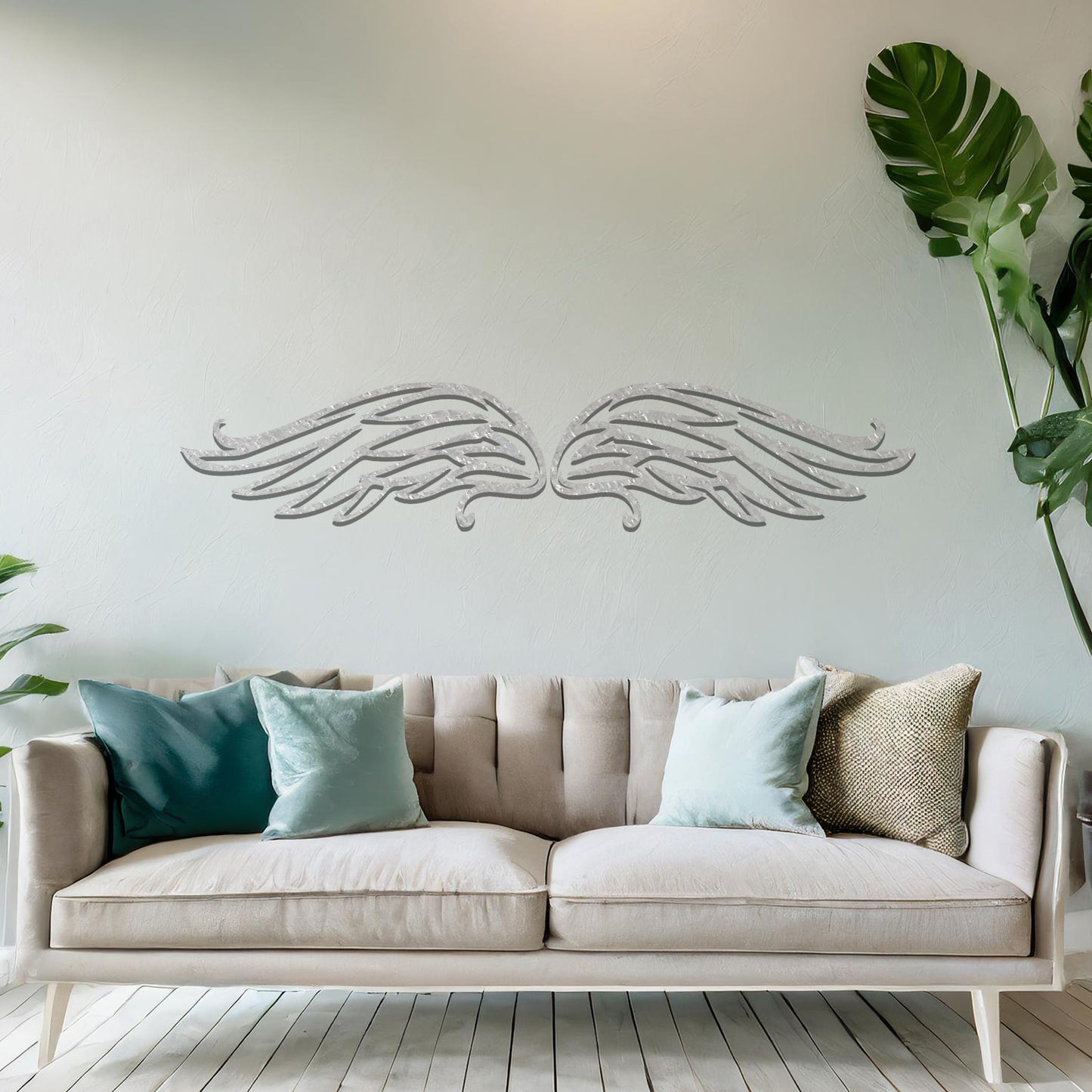 Graceful Pair of Metal Angel Wings Wall Decor: Divine Presence for Home