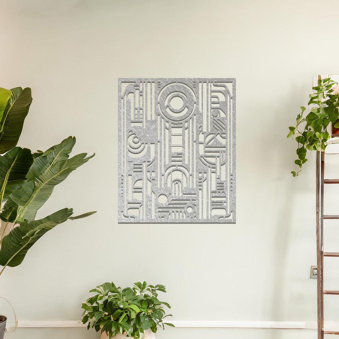 Frank Lloyd Wright Inspired Geometric Metal Panel Wall Hanging Art for Modern Spaces