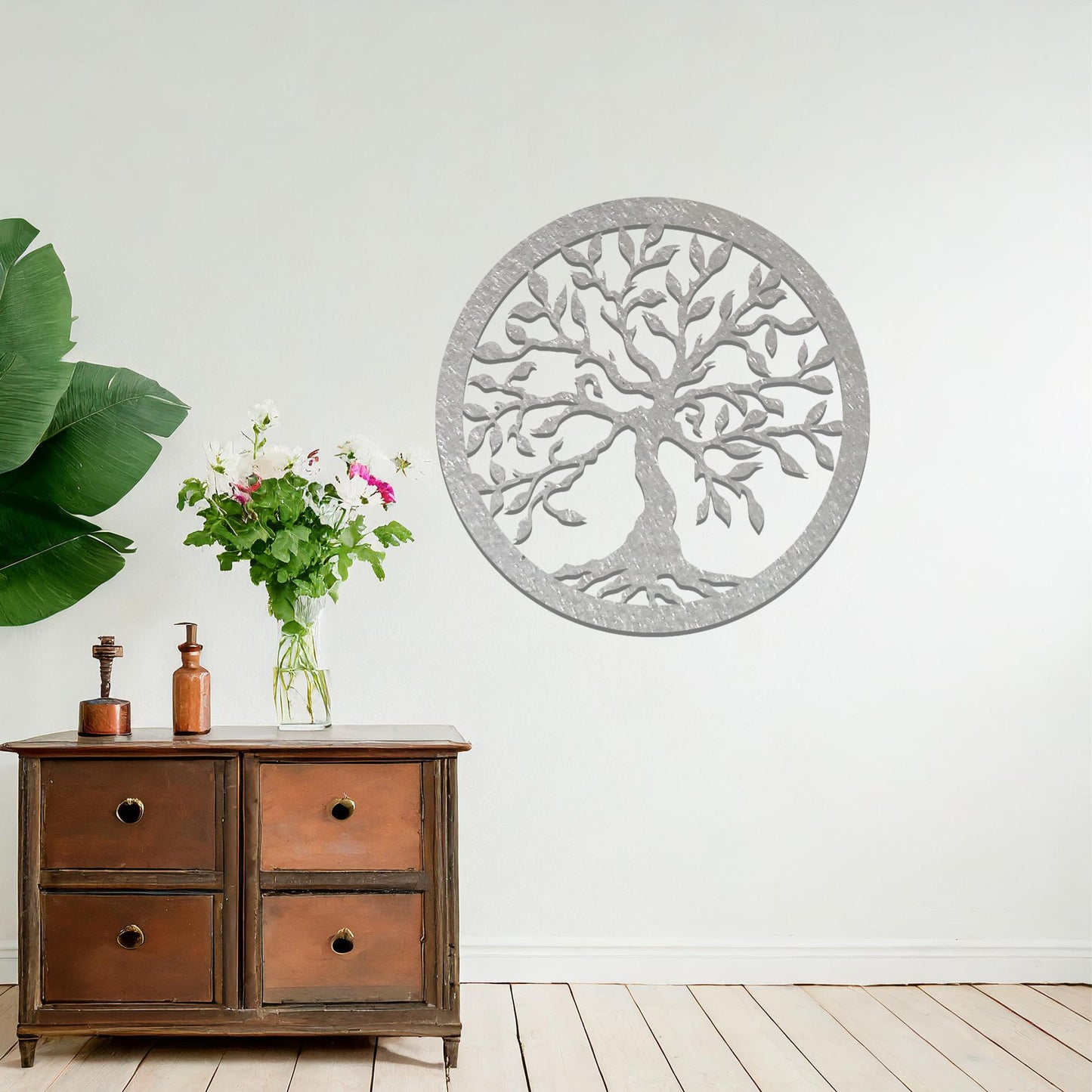 Tree of Life Metal Wall Art Outdoor Round Family Tree Metal Wall Decoration