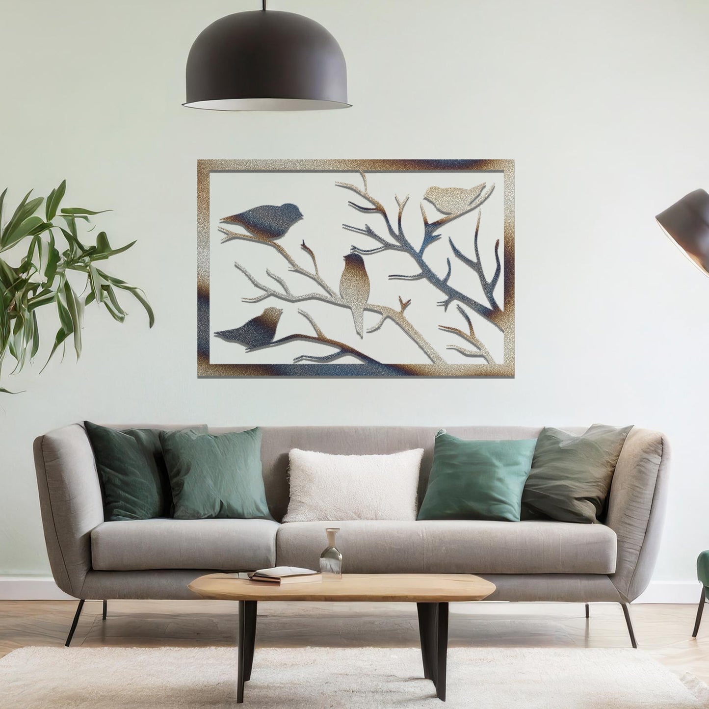 Metal Birds On a Branch Wall Art Hanging Modern Home Decoration Living Room