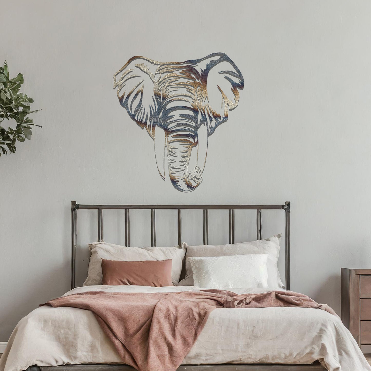 Metal Elephant Head Modern Wall Art Design Sculpture Hanging Wall Decor Idea