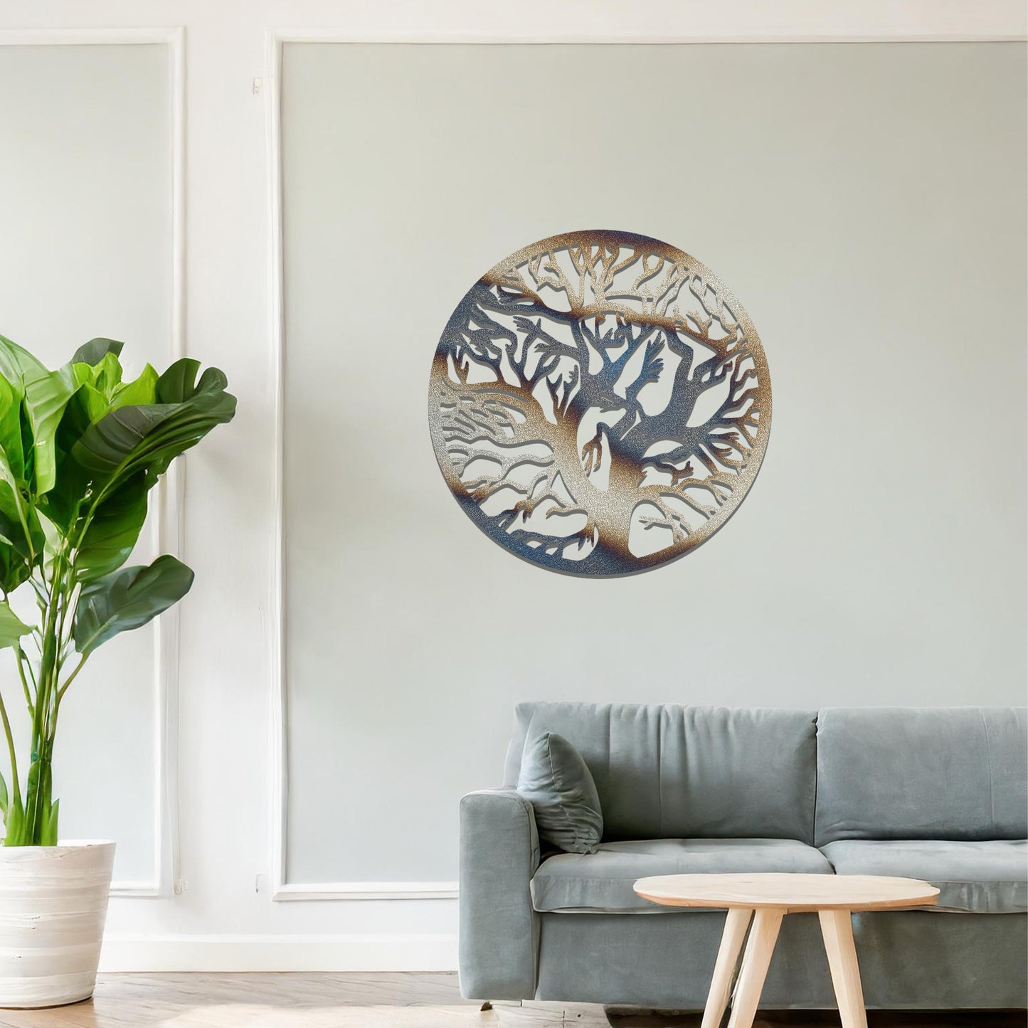 Metal Round Tree Wall Art Hanging Modern Home Decoration Rustic Wall Art