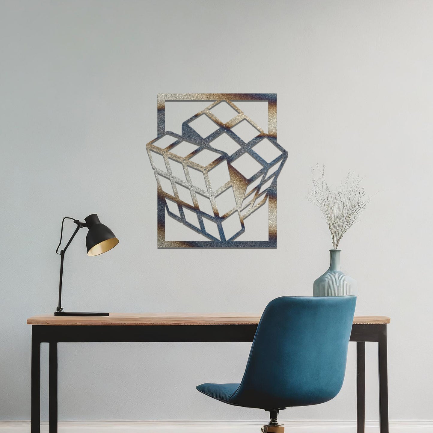 Metal Rubik's Cube Wall Hanging Art: Modern 3D Puzzle Inspired Decor