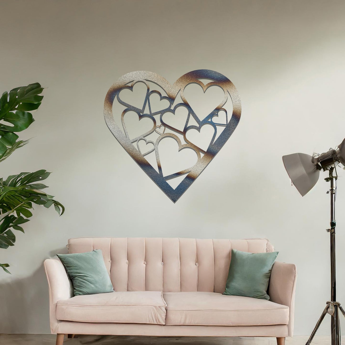 Metal Love Heart Wall Art Modern Home Decoration Living Room Wall Hanging