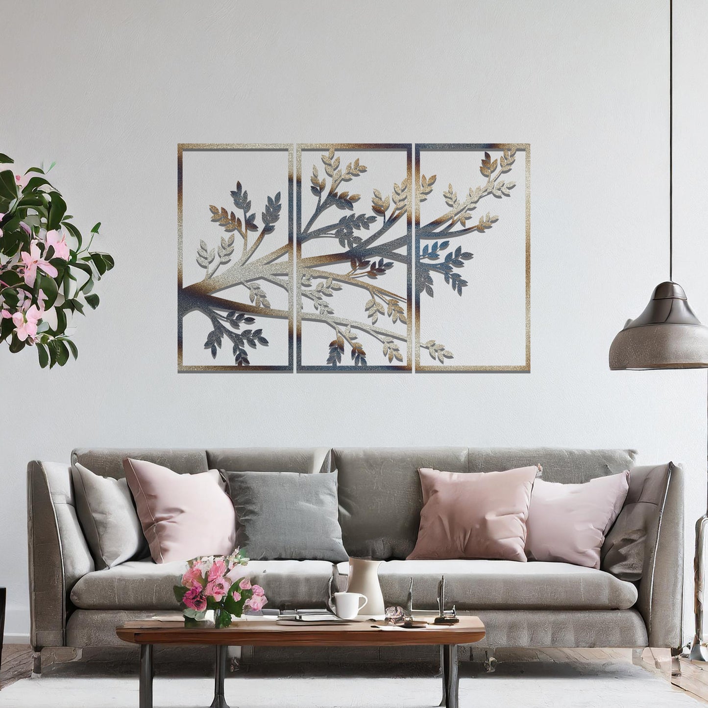 Beautiful Tree Branches Hanging Modern Metal Contemporary Wall Art