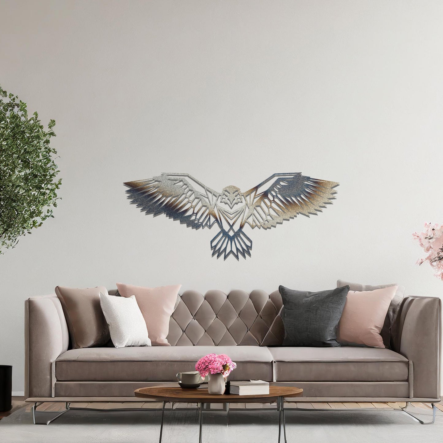 Metal Wall Decor Geometric Eagle Large Home Room Wall Art Mens Cave Gift